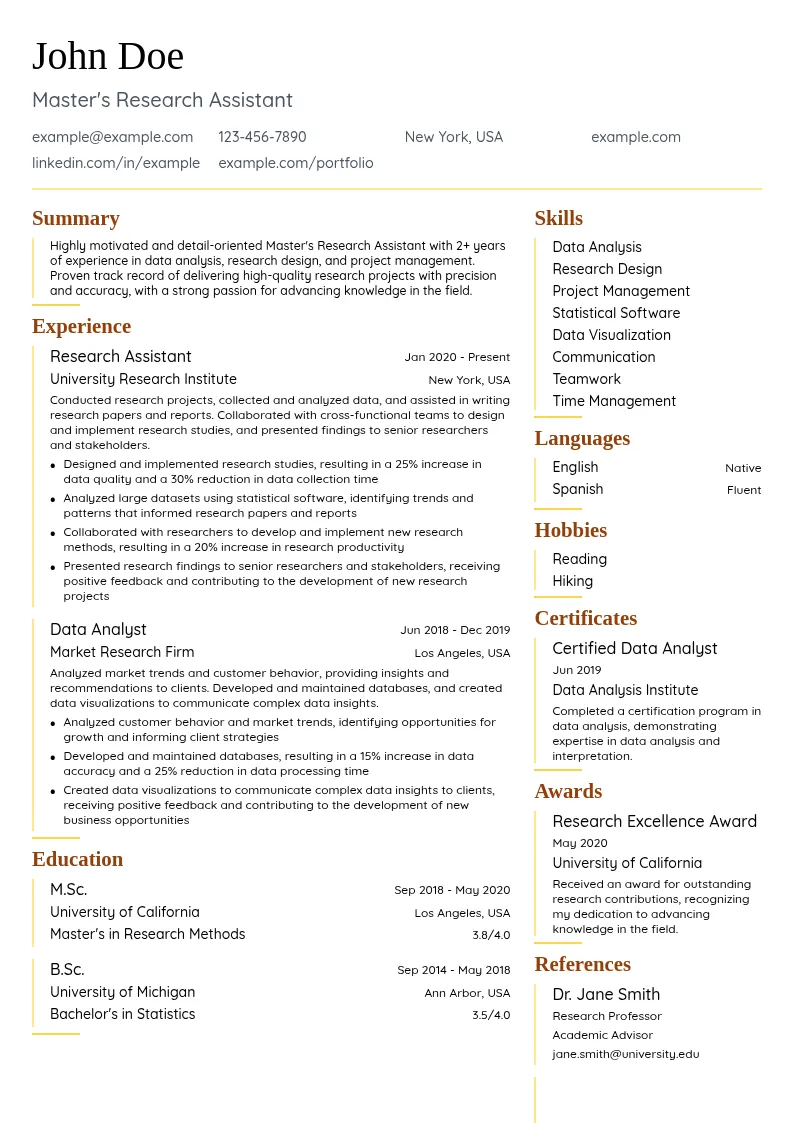 Master's Research Assistant