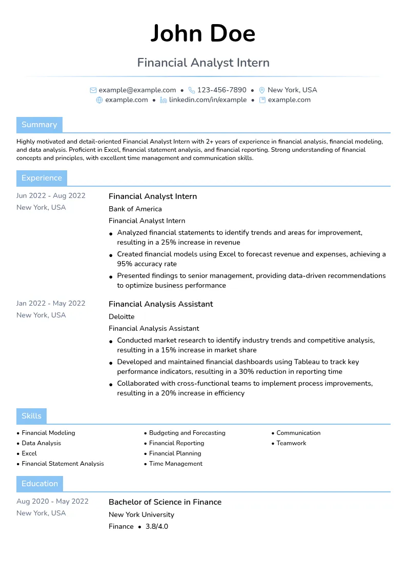Financial Analyst Intern