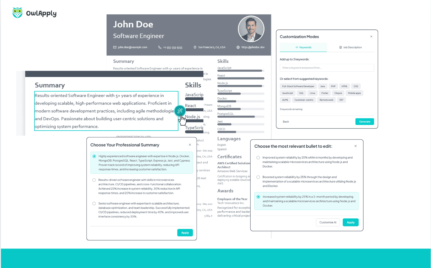 Comprehensive ATS analysis dashboard showing multiple optimization metrics