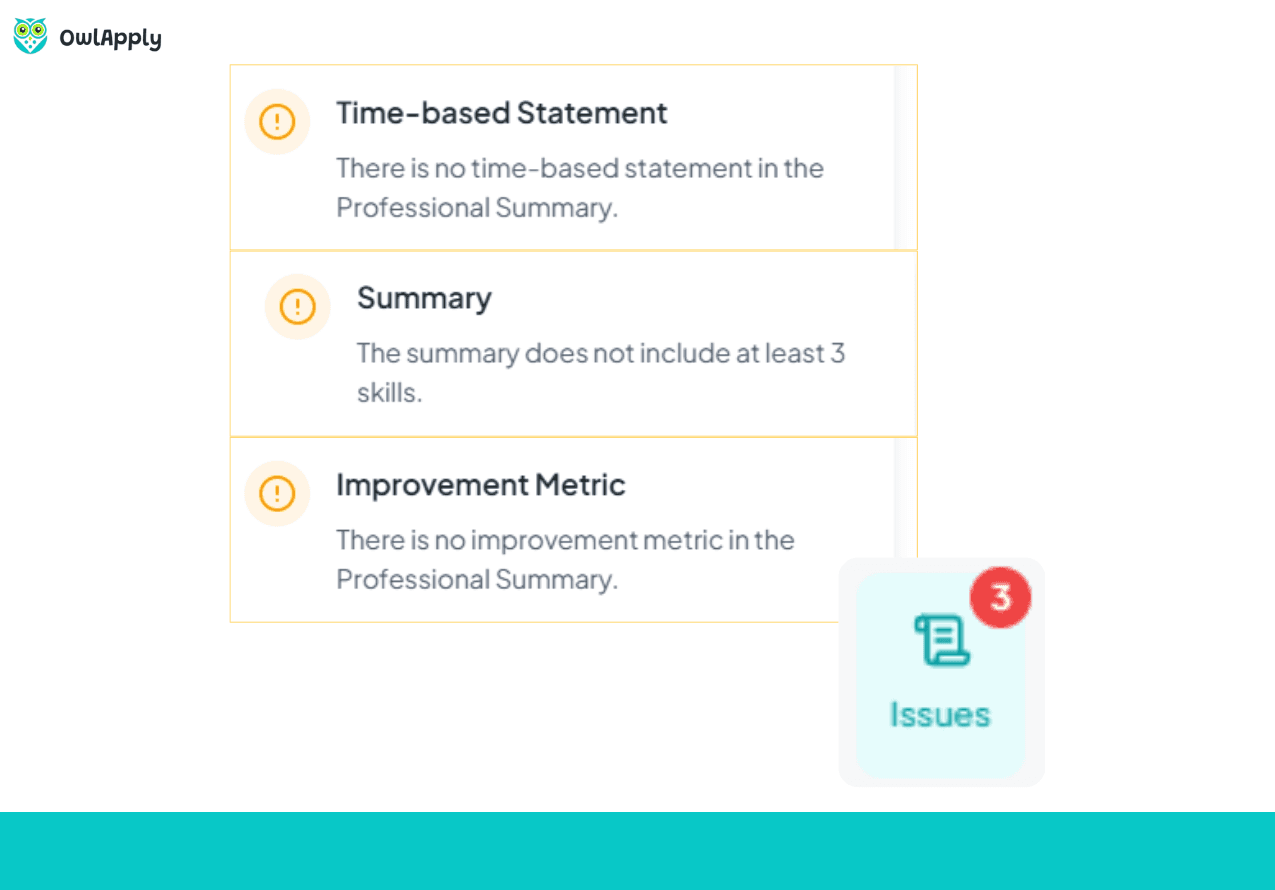 Score improvement suggestions interface