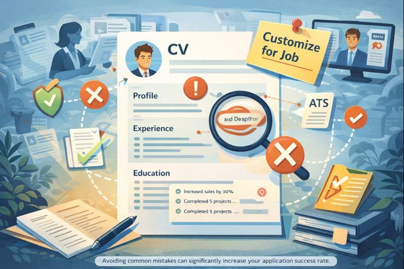 Example of a professional CV with marked improvement areas