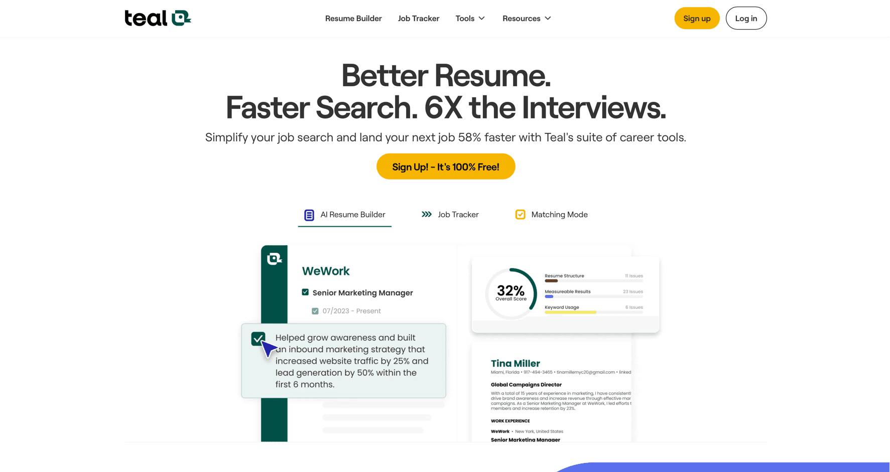 Teal Career Growth Platform with job tracker and resume builder