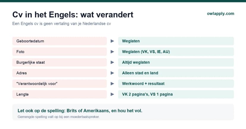 Vergelijking van een Nederlands cv en een Engels cv: welke onderdelen je weglaat en welke je herschrijft