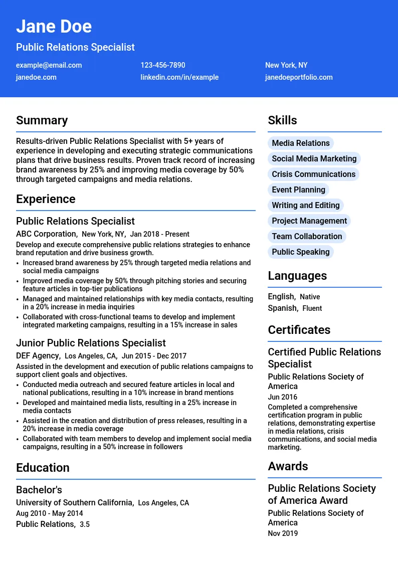 Public Relations Specialist