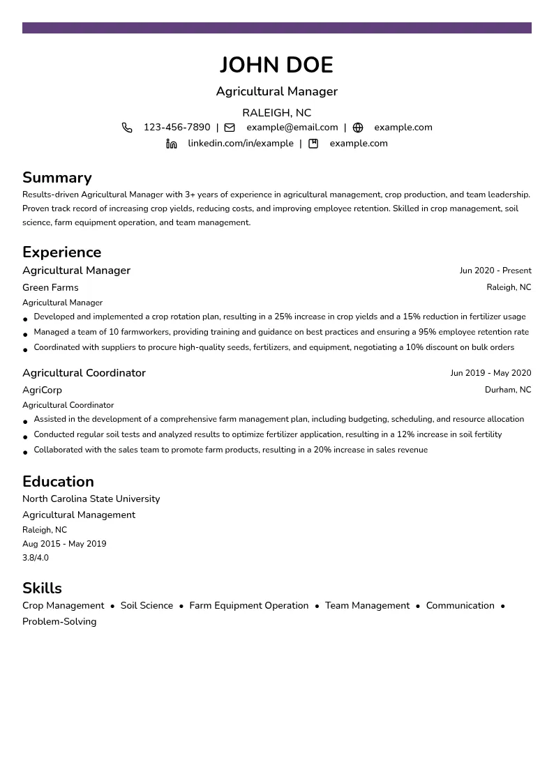 Agricultural Manager