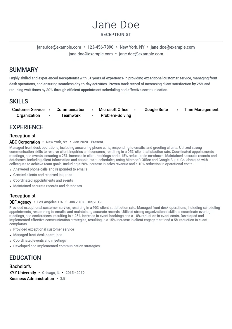 Receptionist