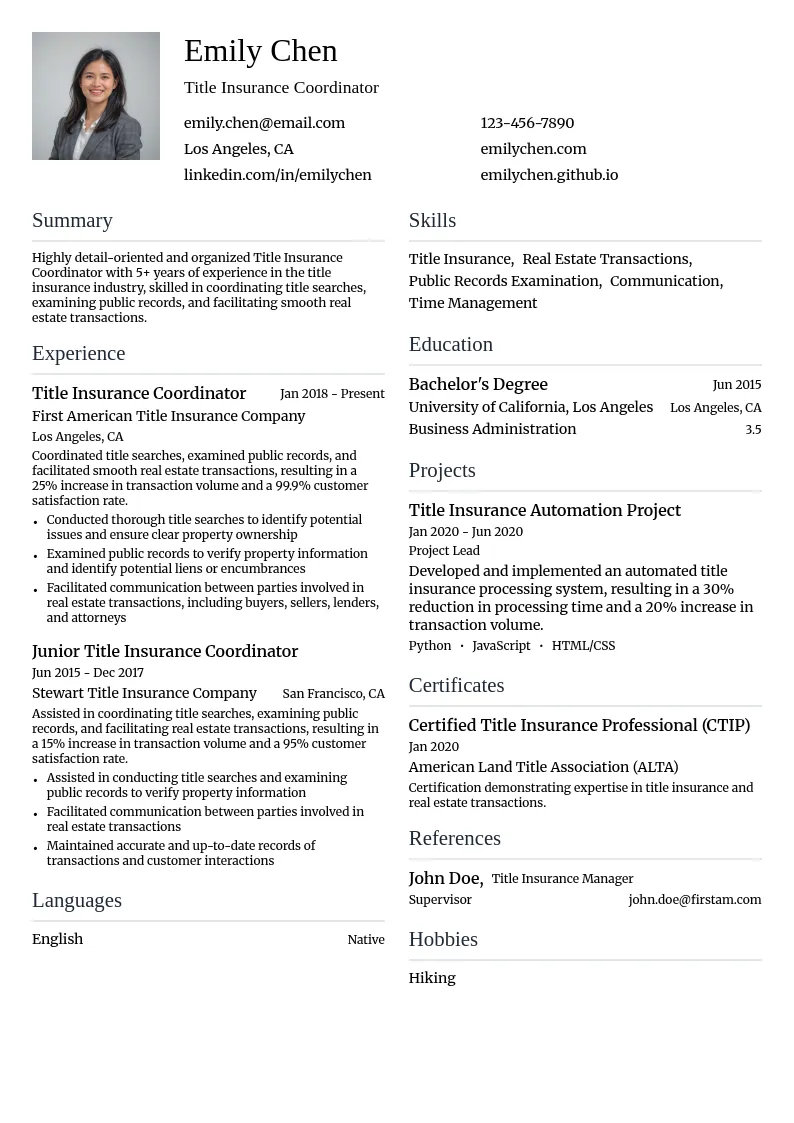 Title Insurance Coordinator