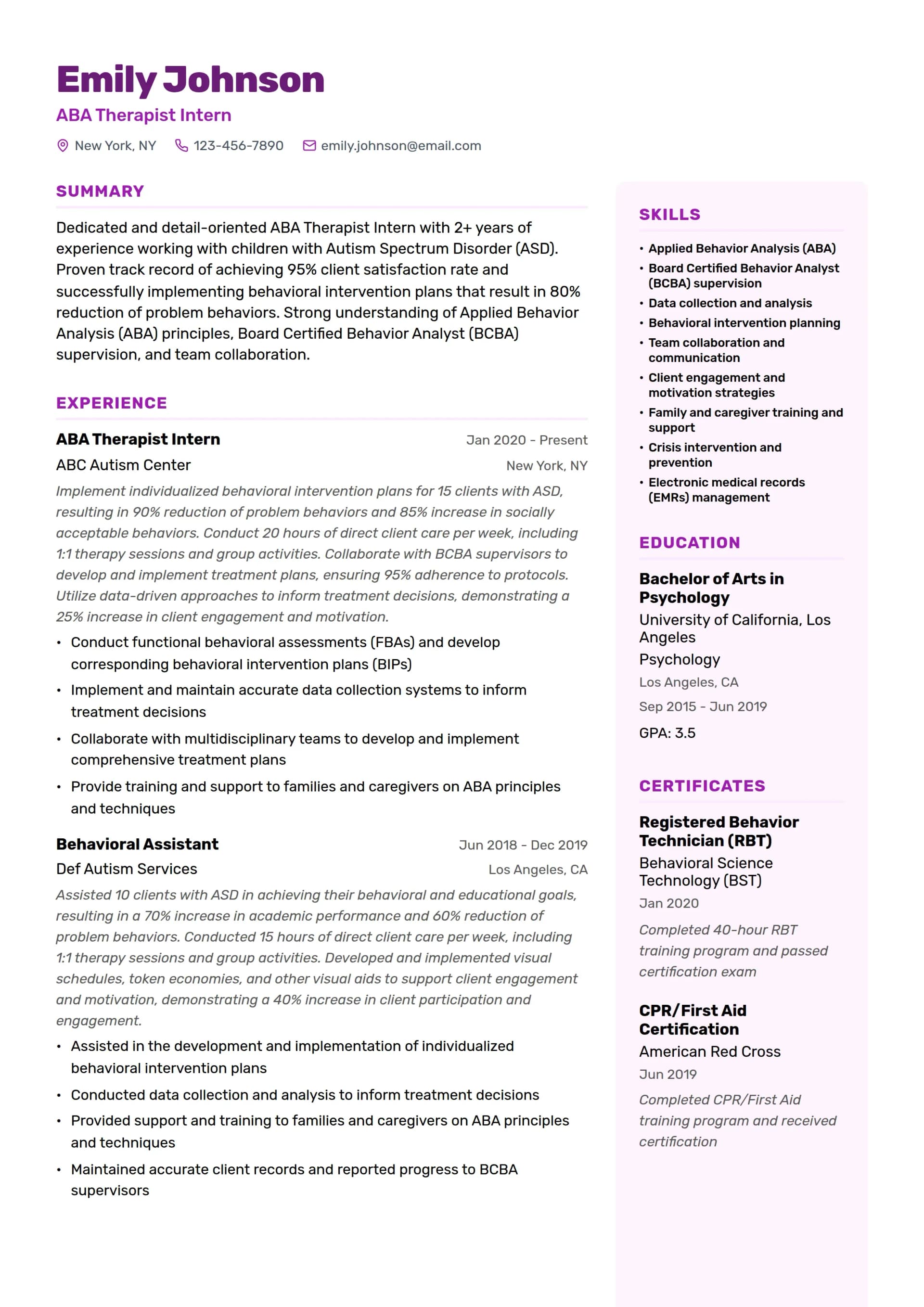 ABA Therapist Intern