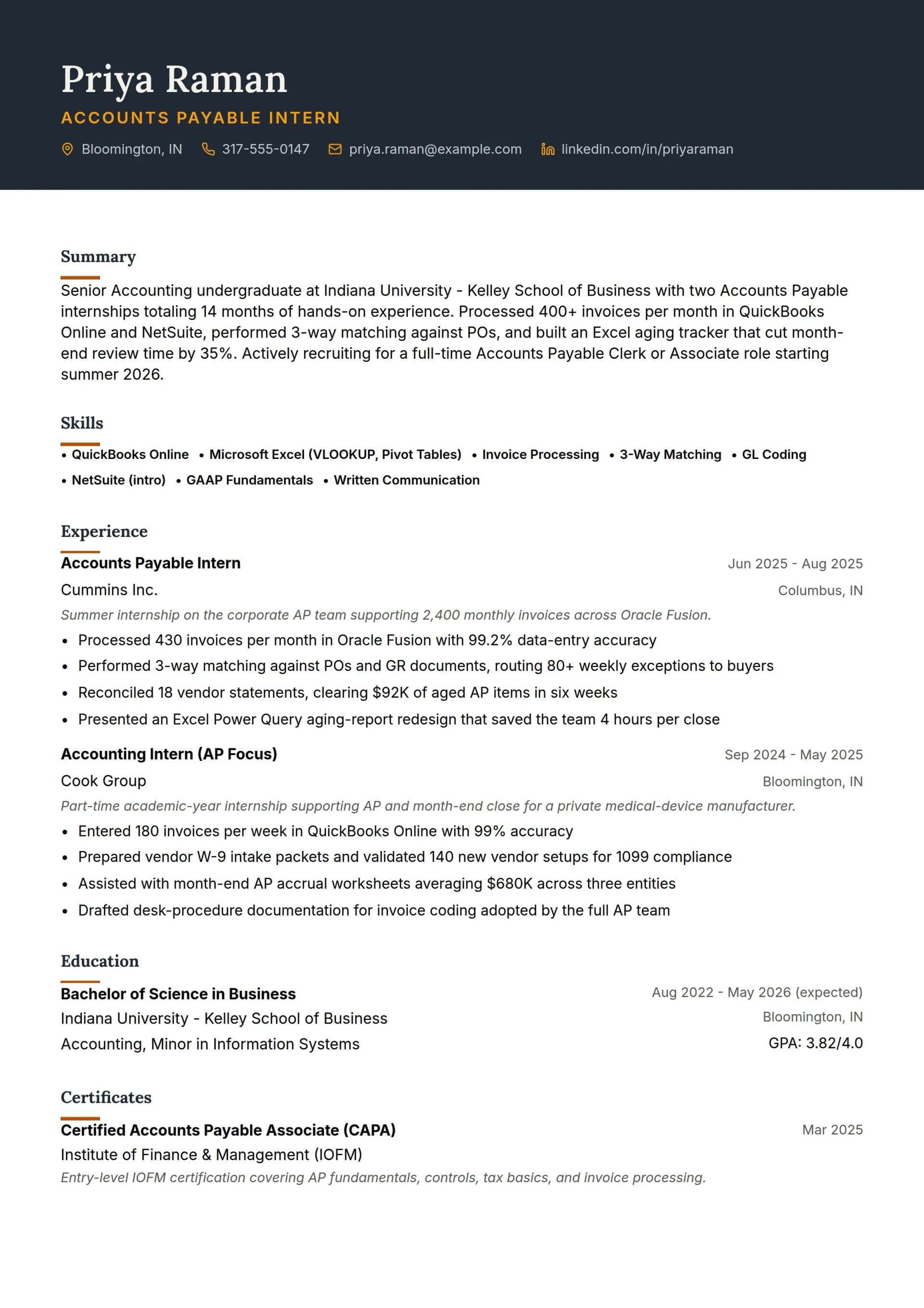 Accounts Payable Intern