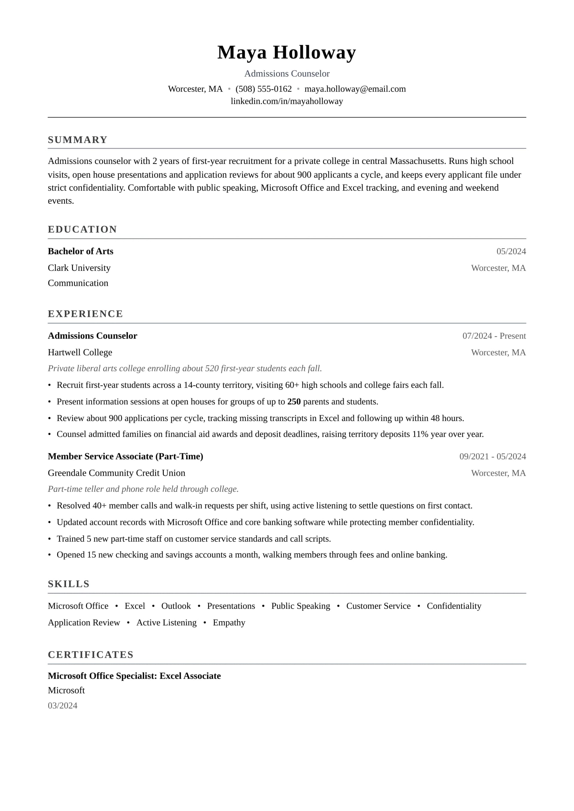 Admissions Counselor