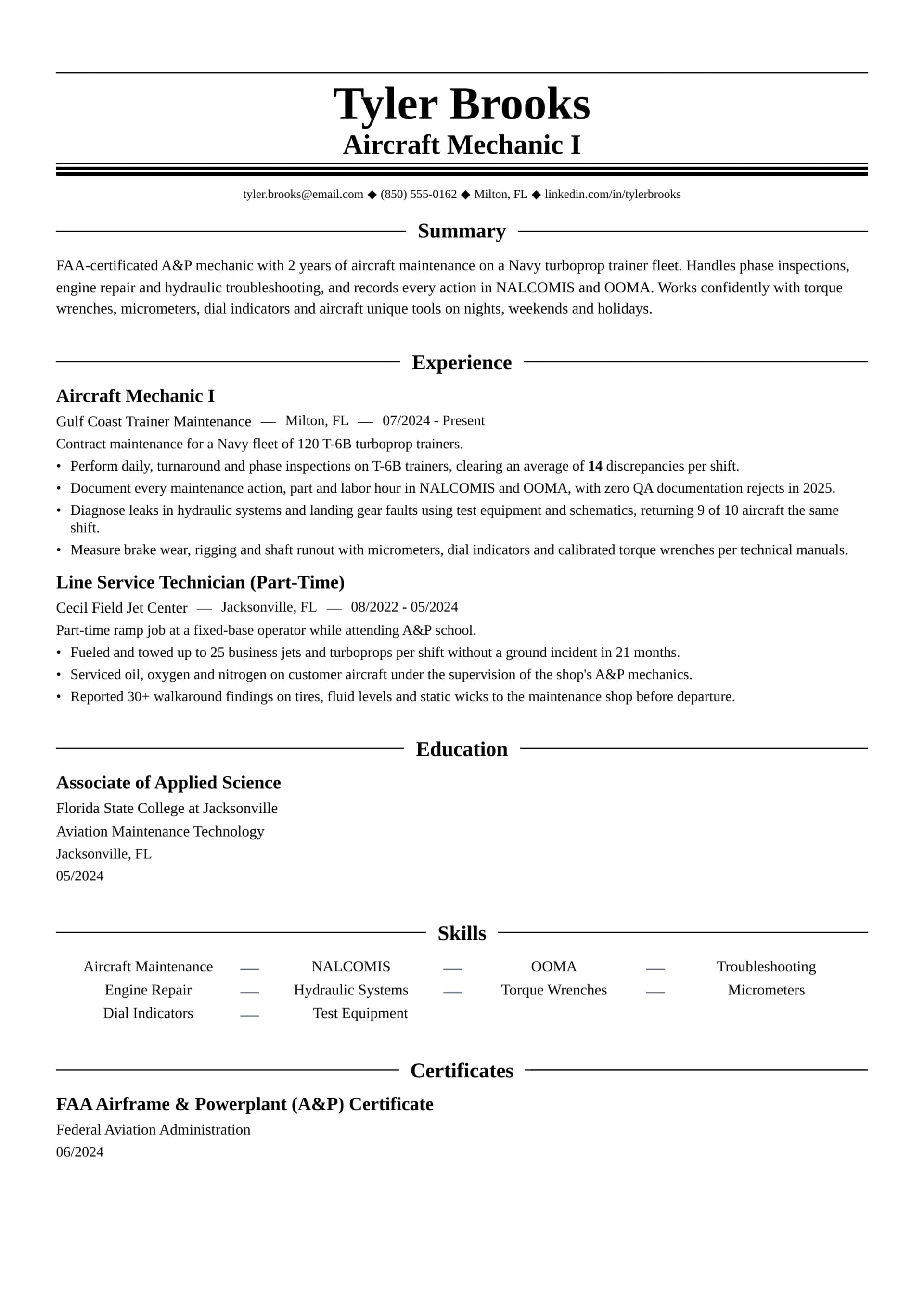 Aircraft Mechanic I