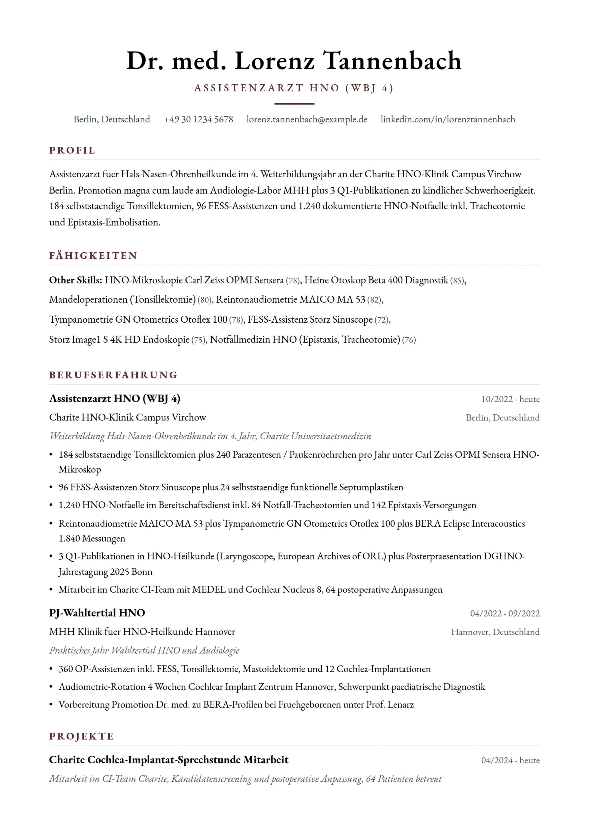 Assistenzarzt HNO (WBJ 4)