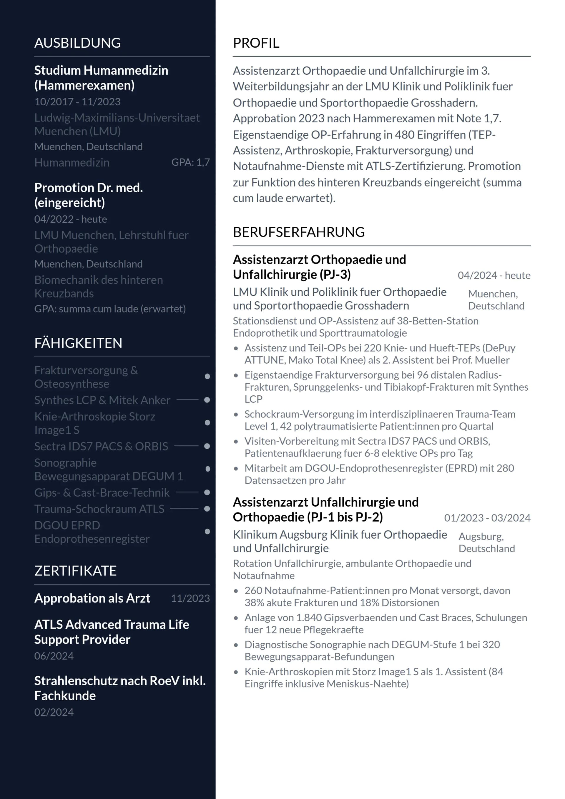 Assistenzarzt Orthopaedie und Unfallchirurgie