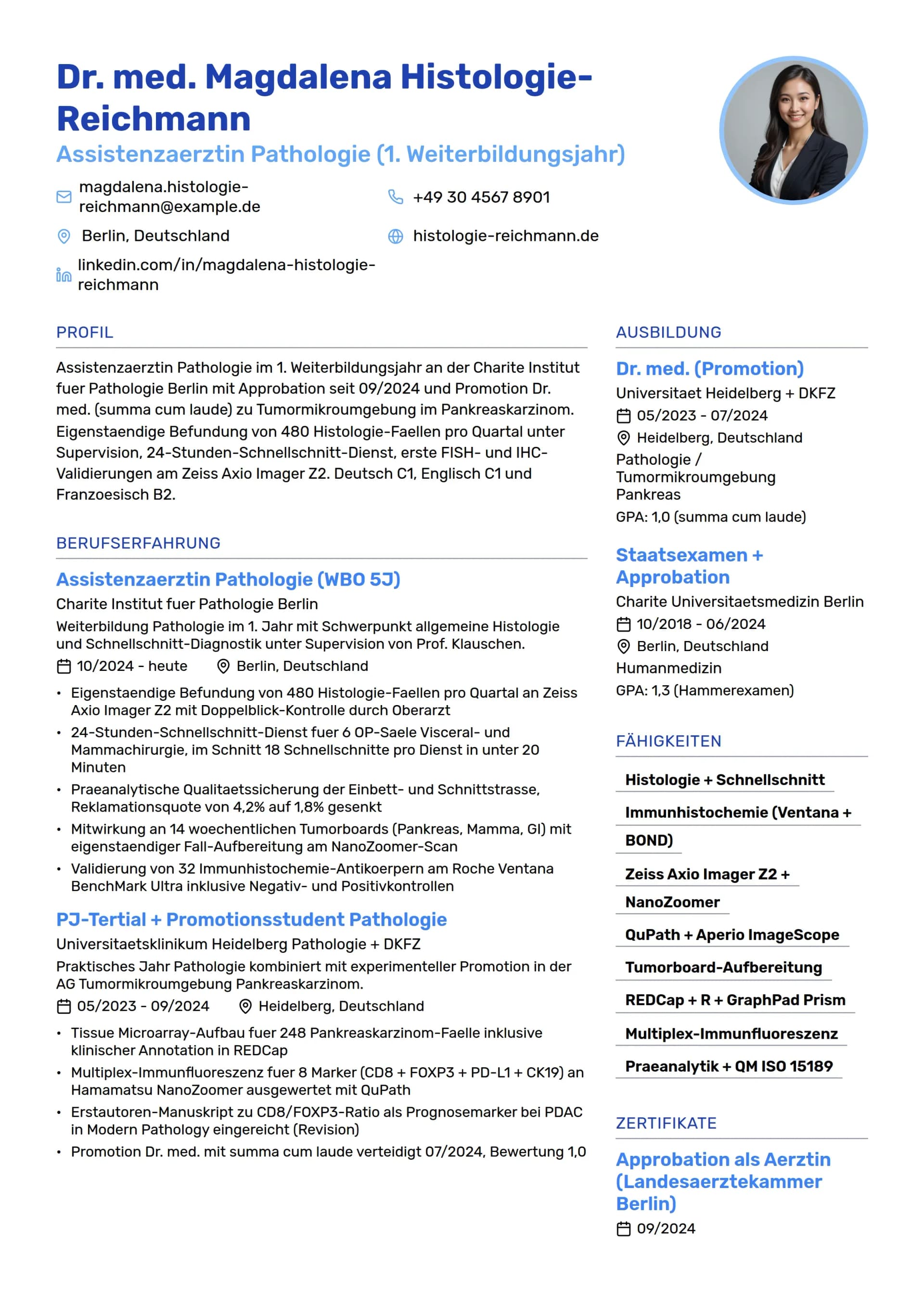 Assistenzarzt Pathologie (1. WBO-Jahr)