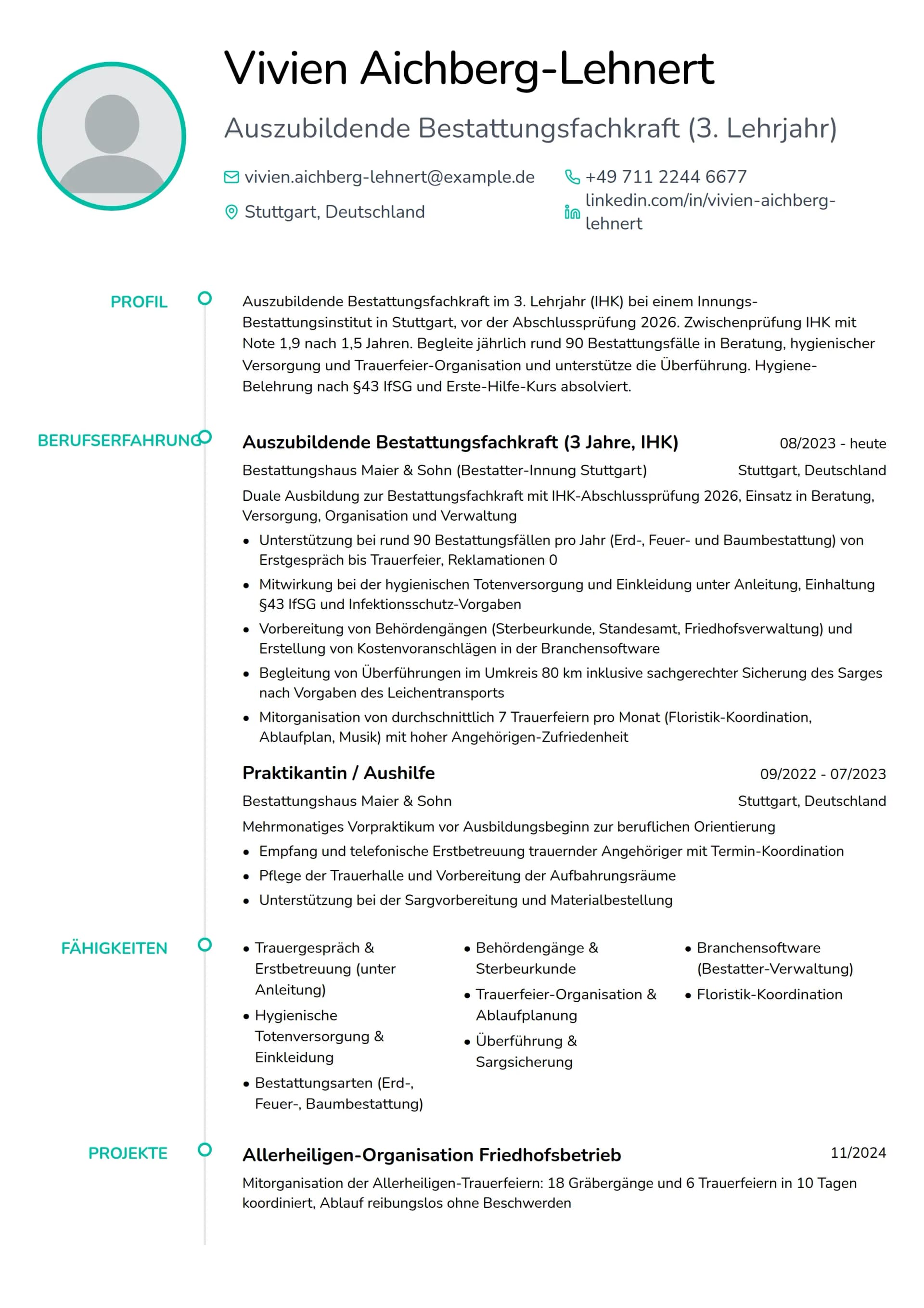 Bestattungsfachkraft Auszubildende:r