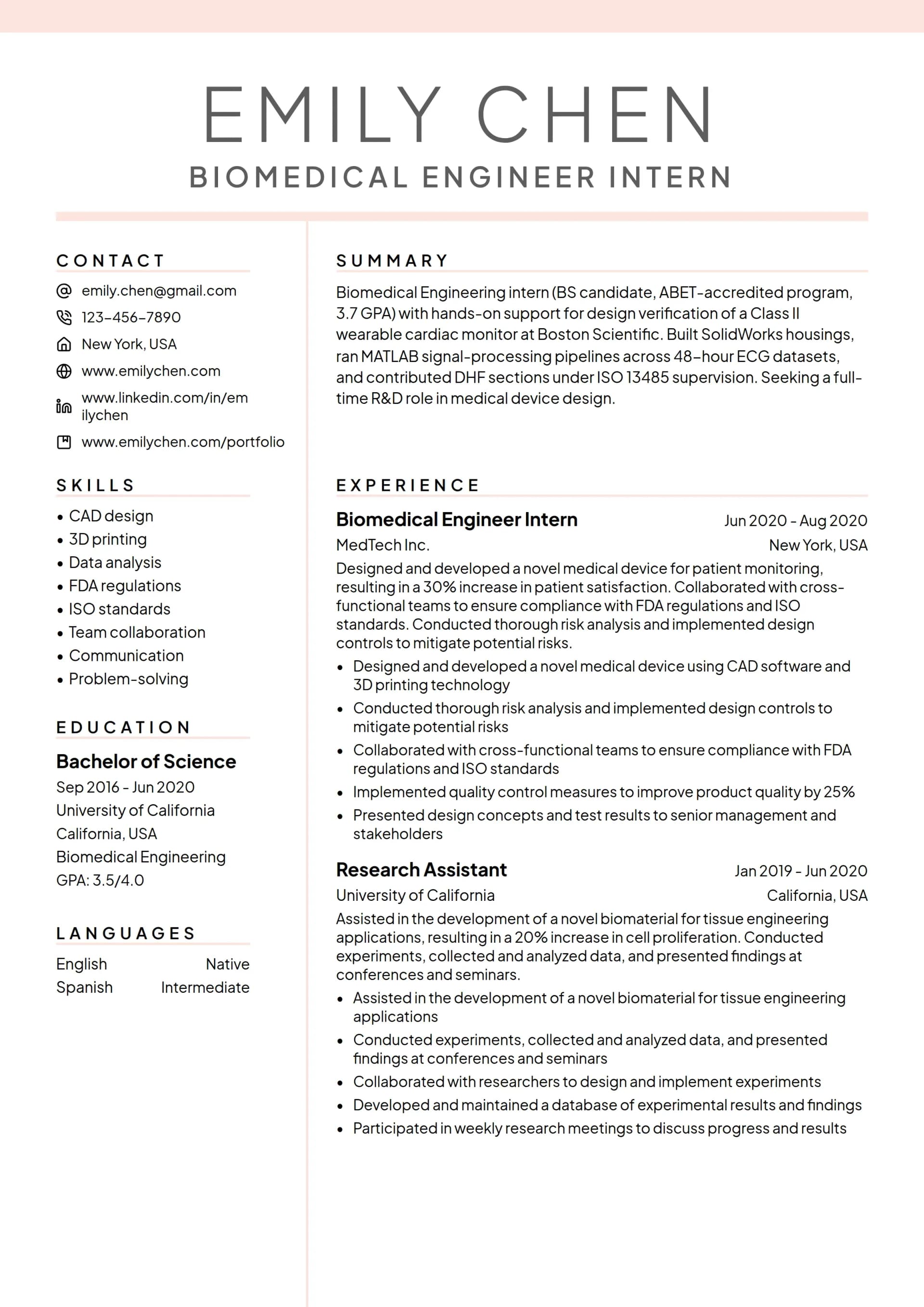 Biomedical Engineer Intern