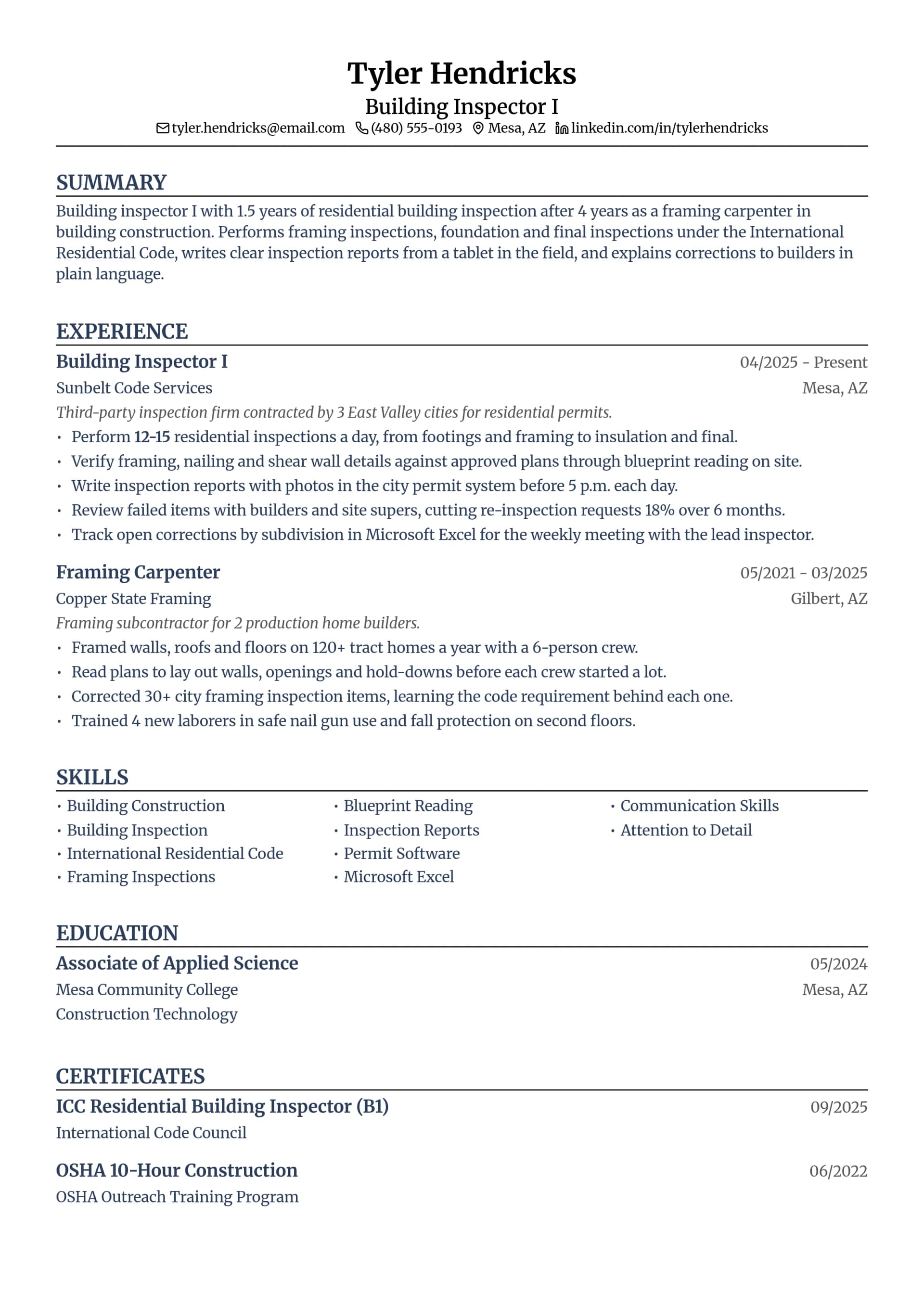 Building Inspector I