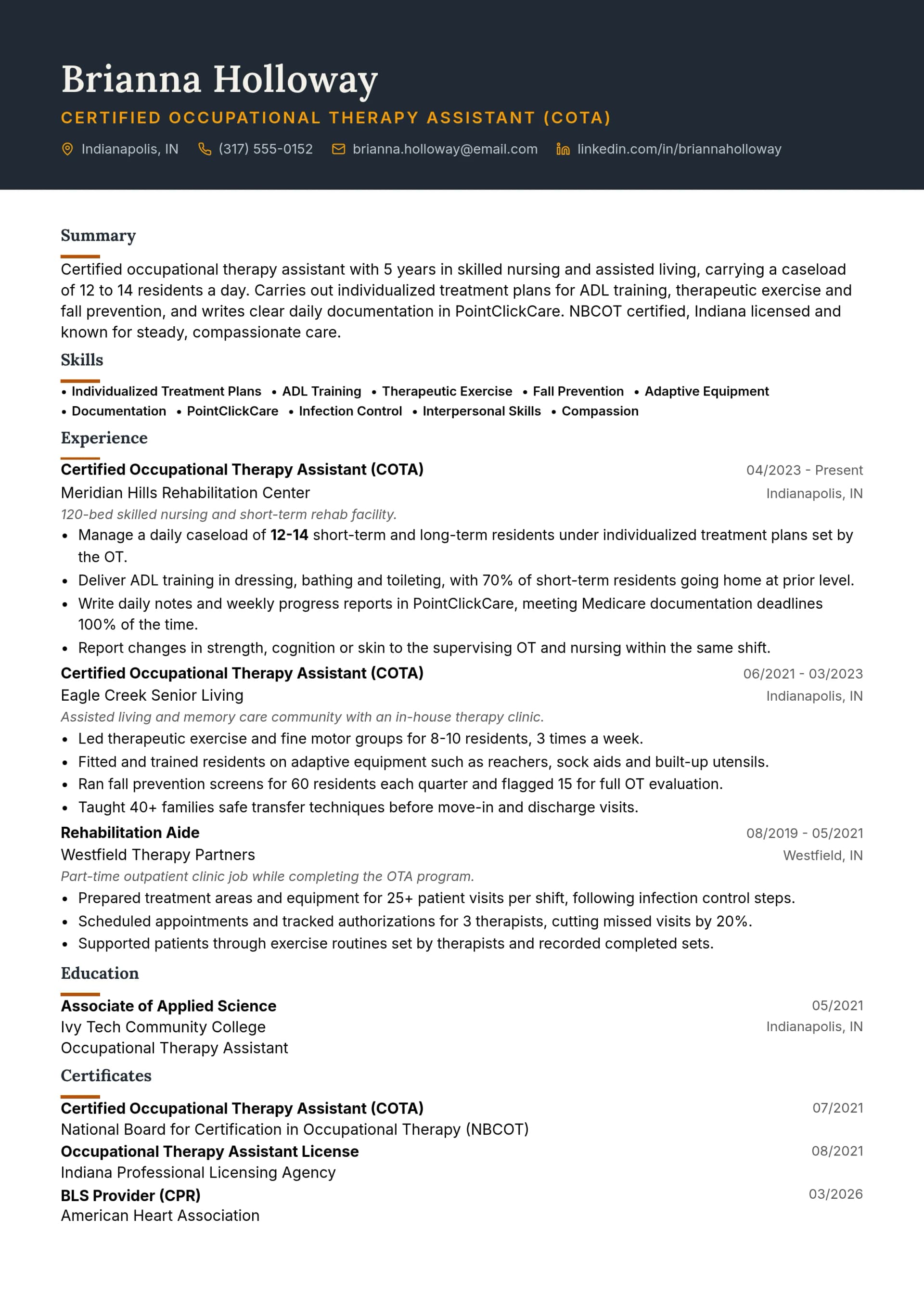 Certified Occupational Therapy Assistant (COTA)