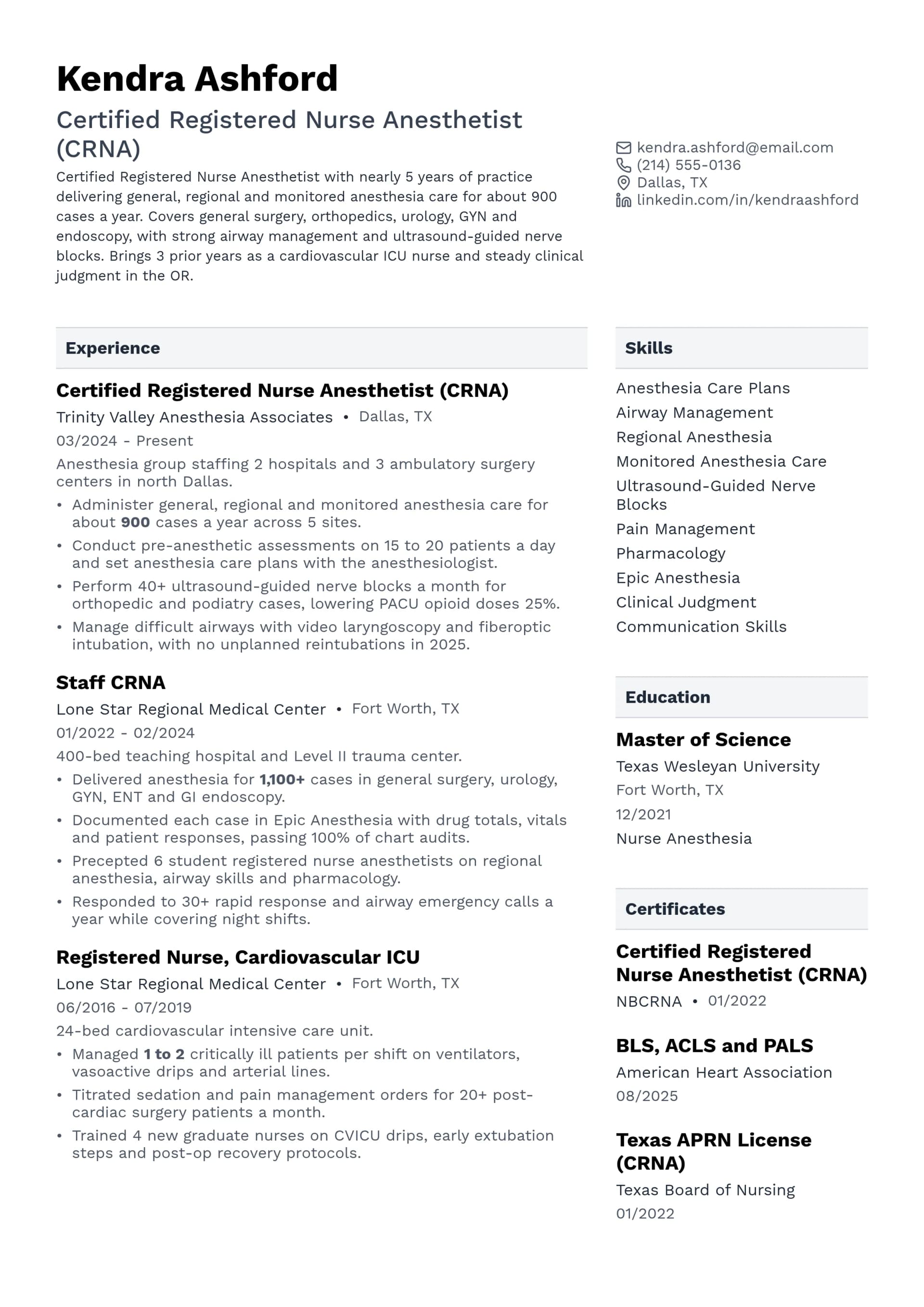 Certified Registered Nurse Anesthetist (CRNA)