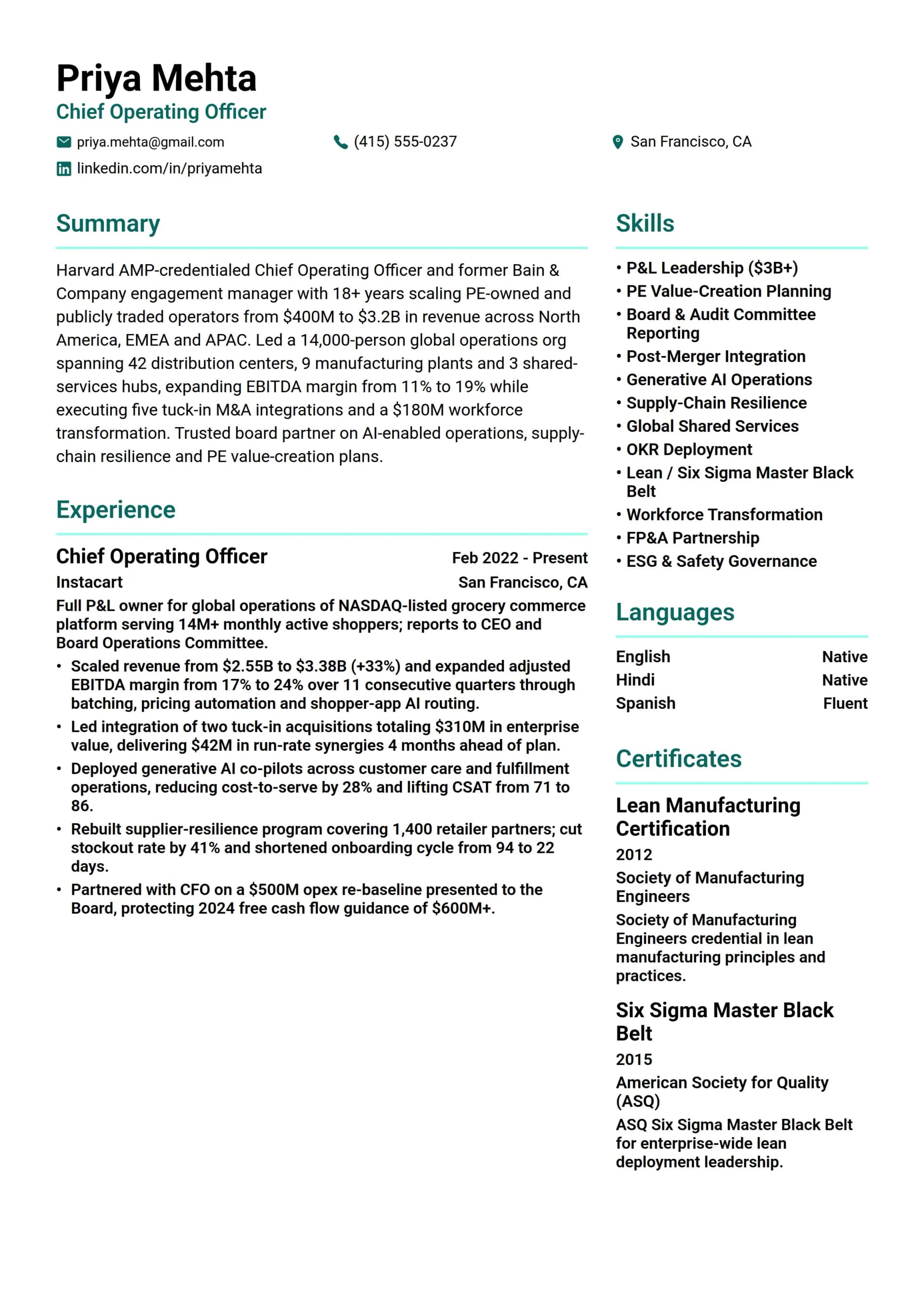 Chief Operating Officer