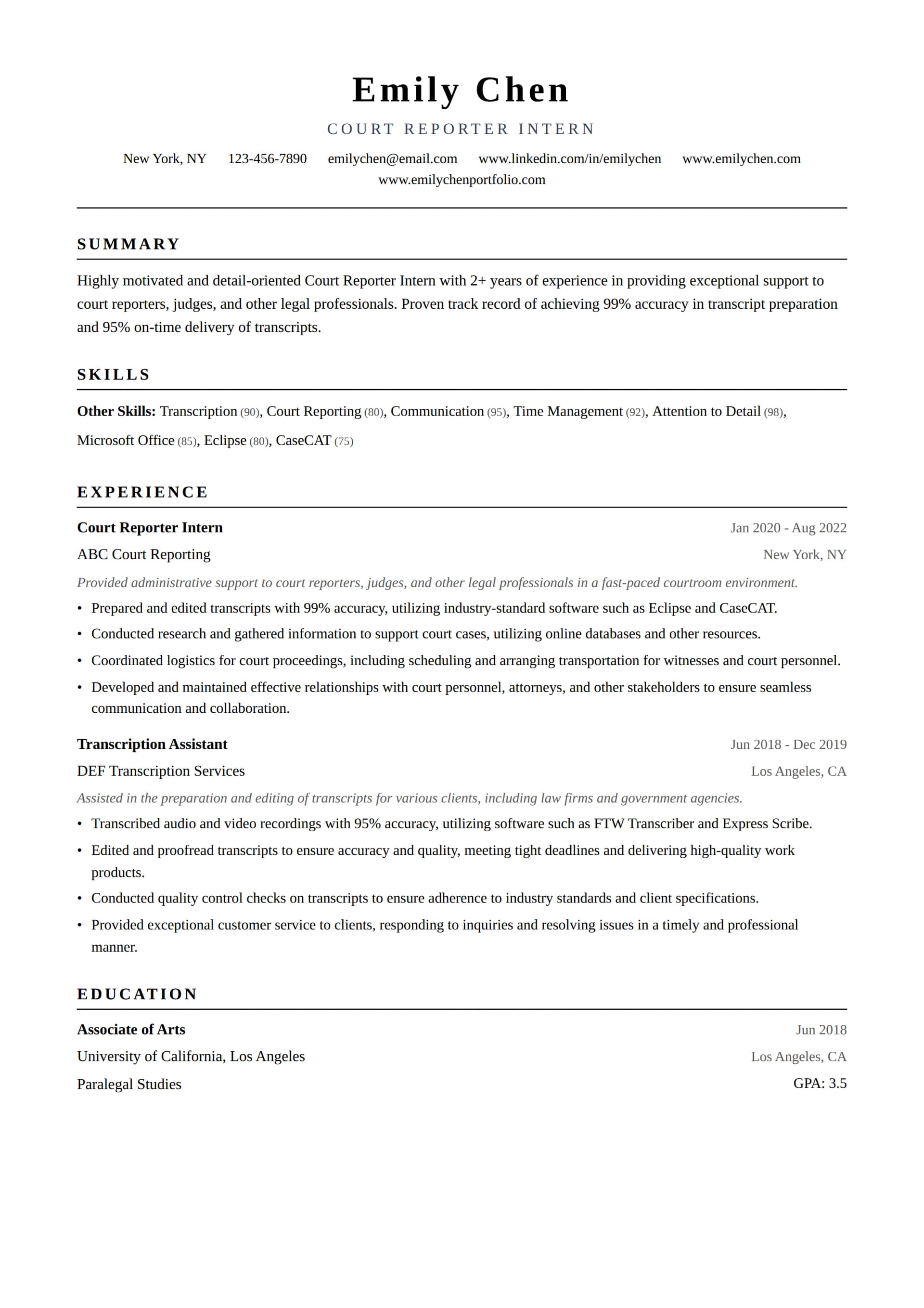 Court Reporter Intern
