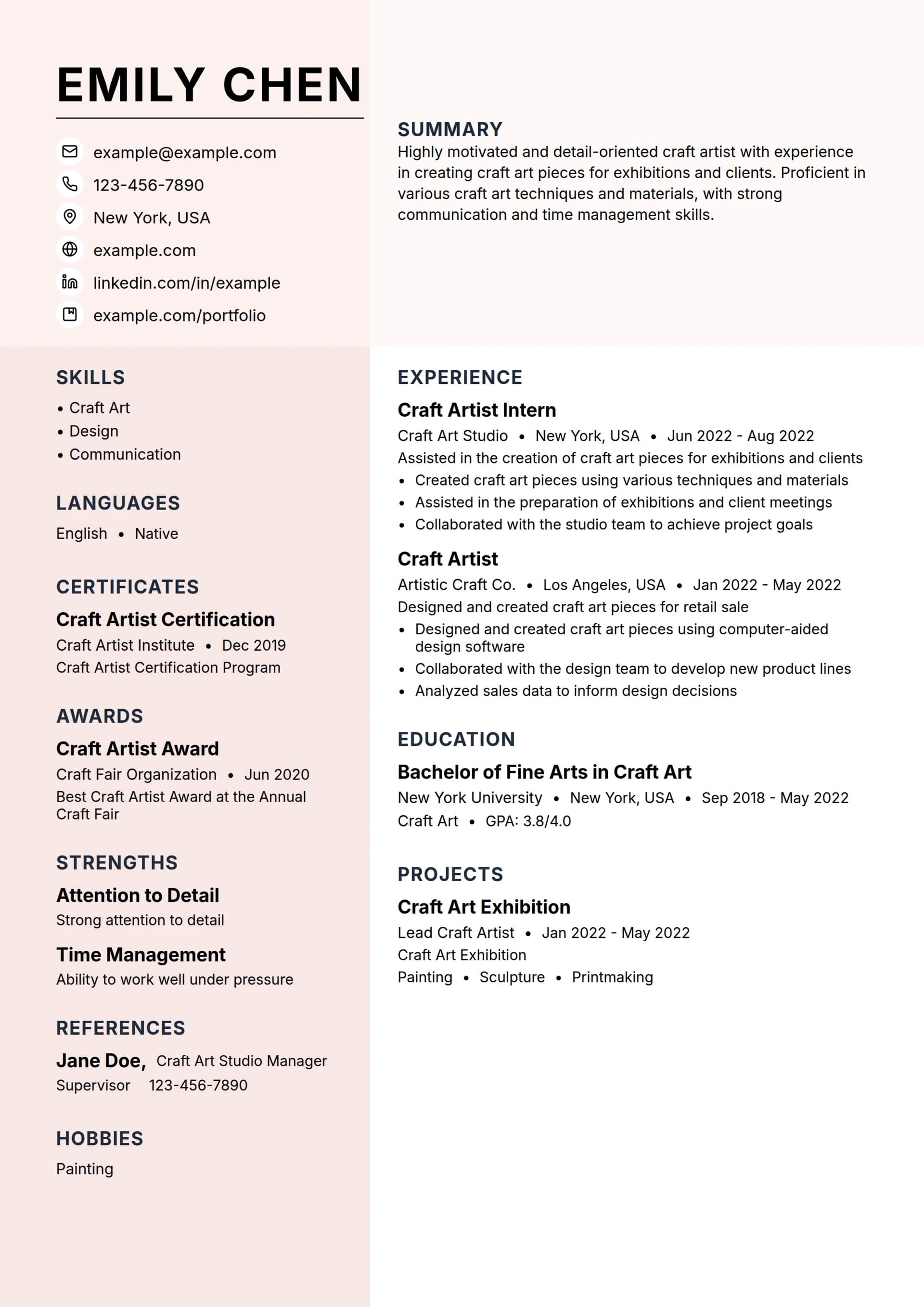 Craft Artist Intern