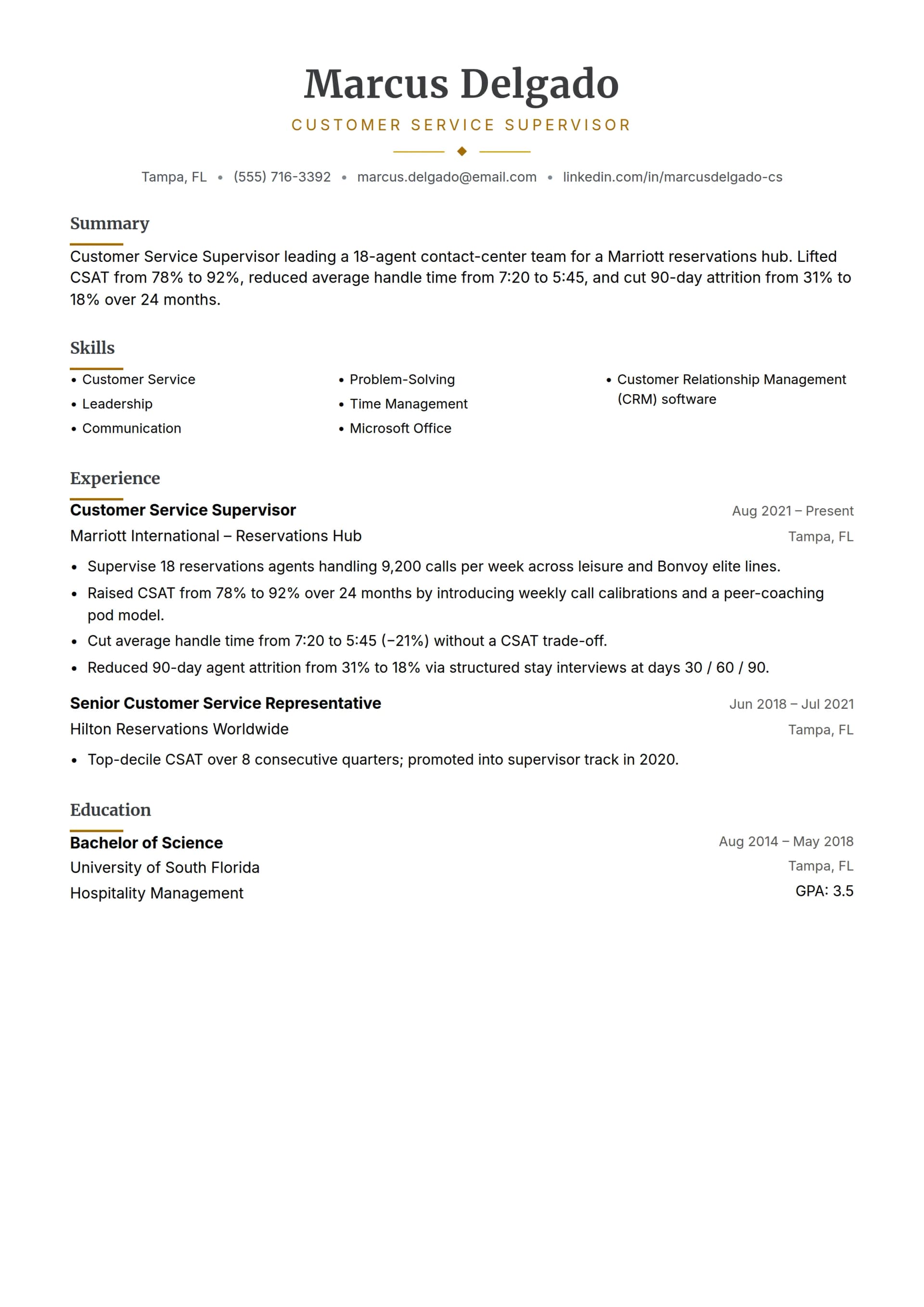 Customer Service Supervisor