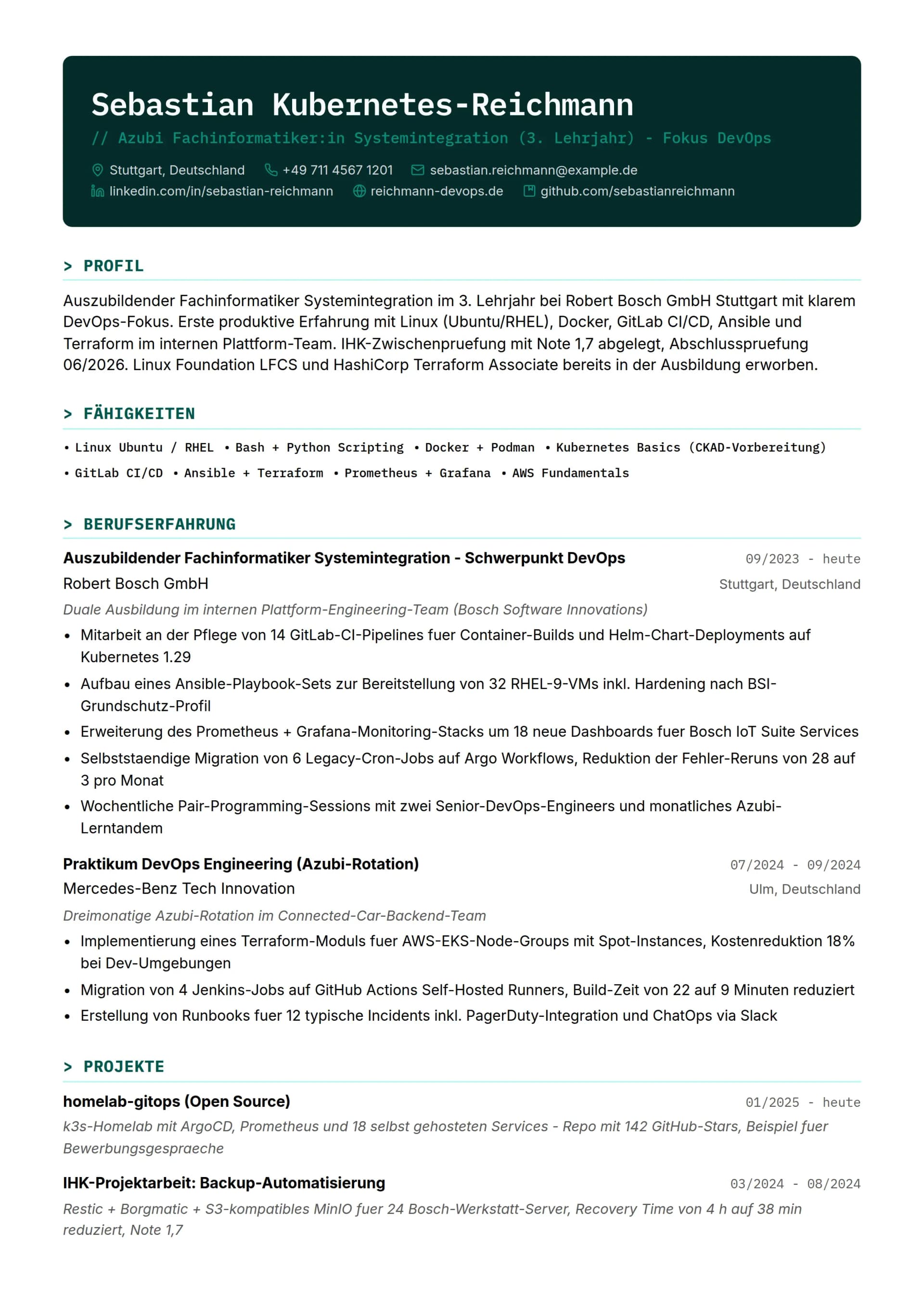 DevOps Azubi Fachinformatiker:in Systemintegration