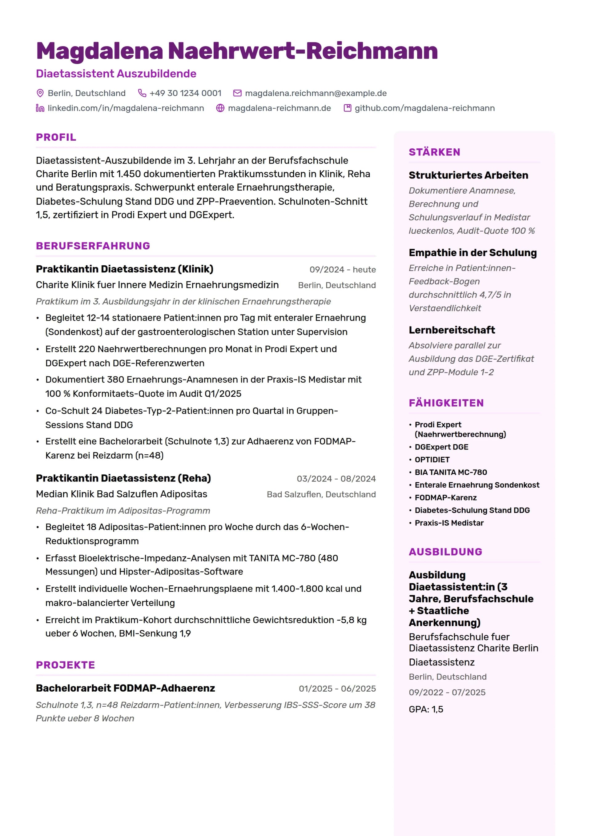 Diaetassistent Auszubildende:r (3. Lehrjahr)