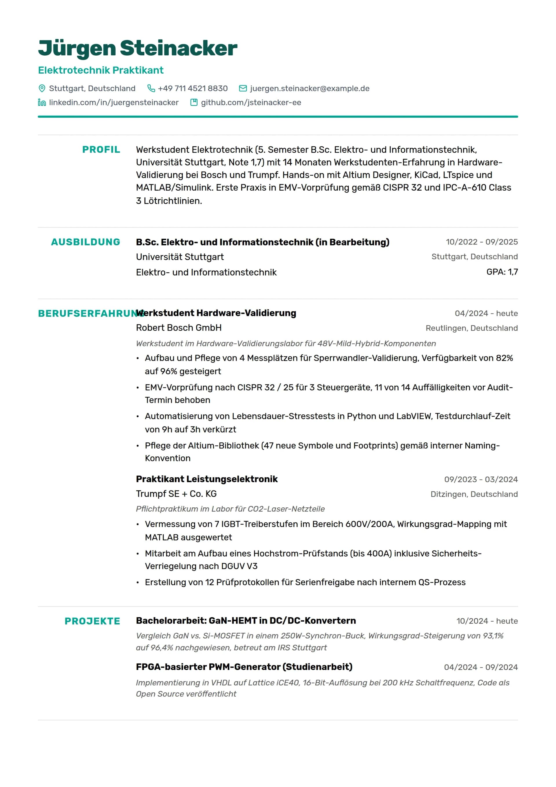 Elektrotechnik Praktikant
