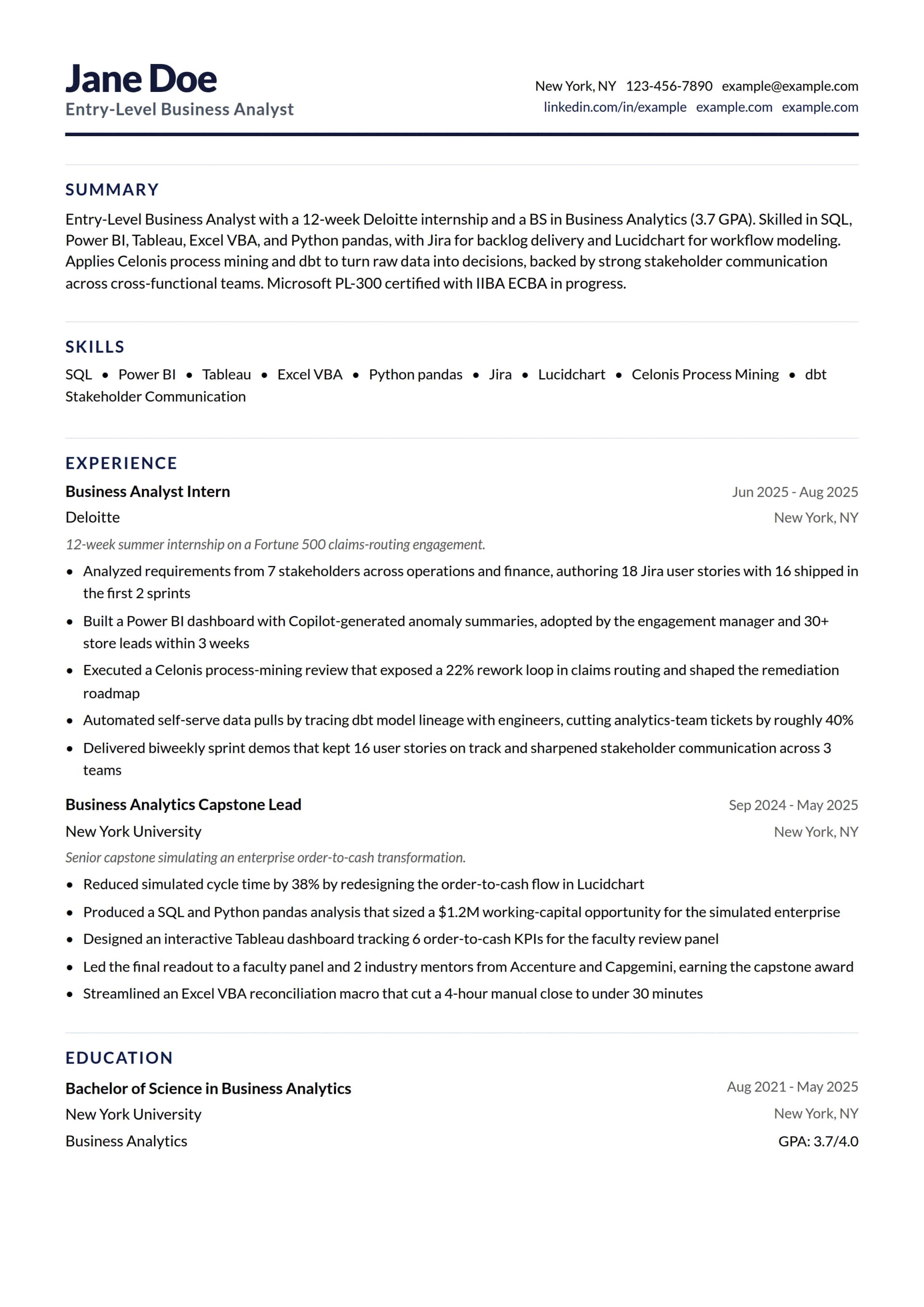 Entry-Level Business Analyst