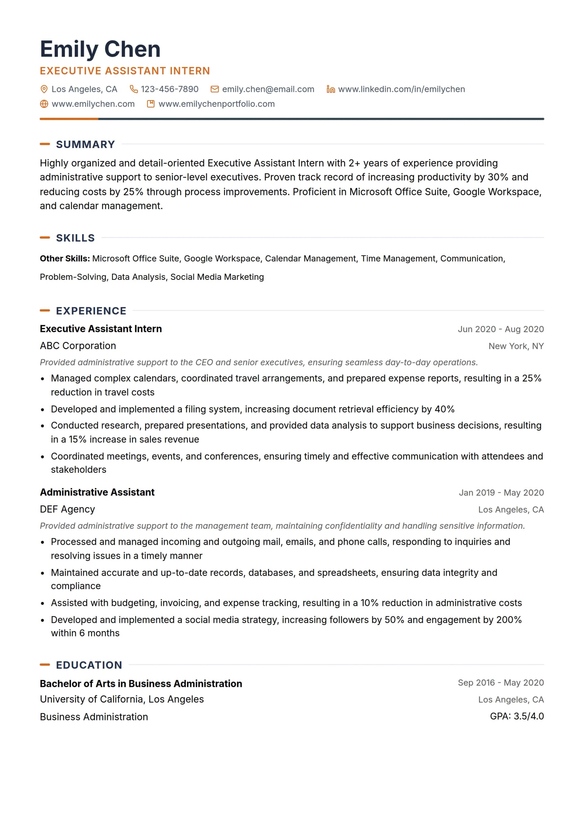 Executive Assistant Intern