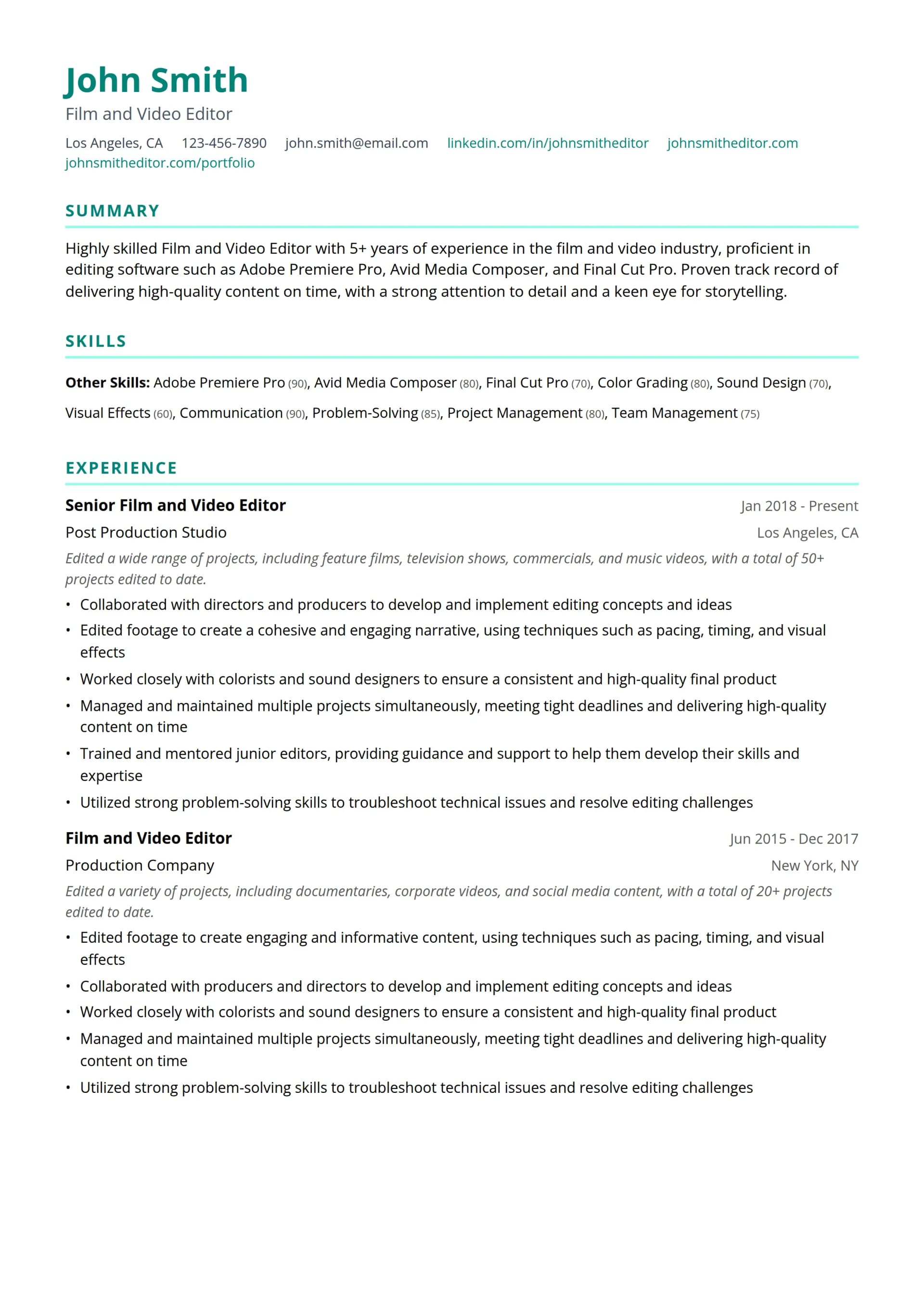 Film and Video Editor