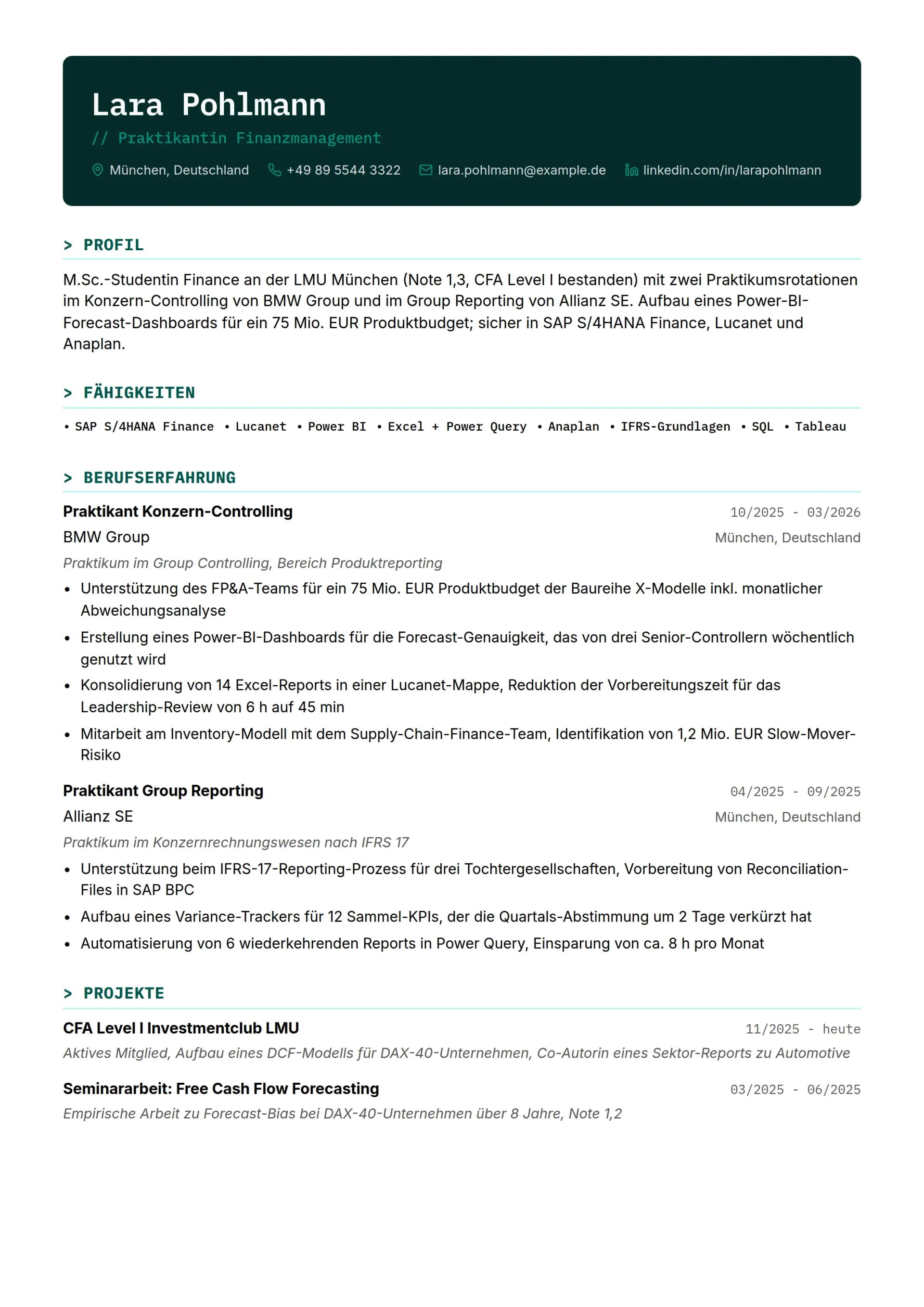 Praktikant Finanzmanagement