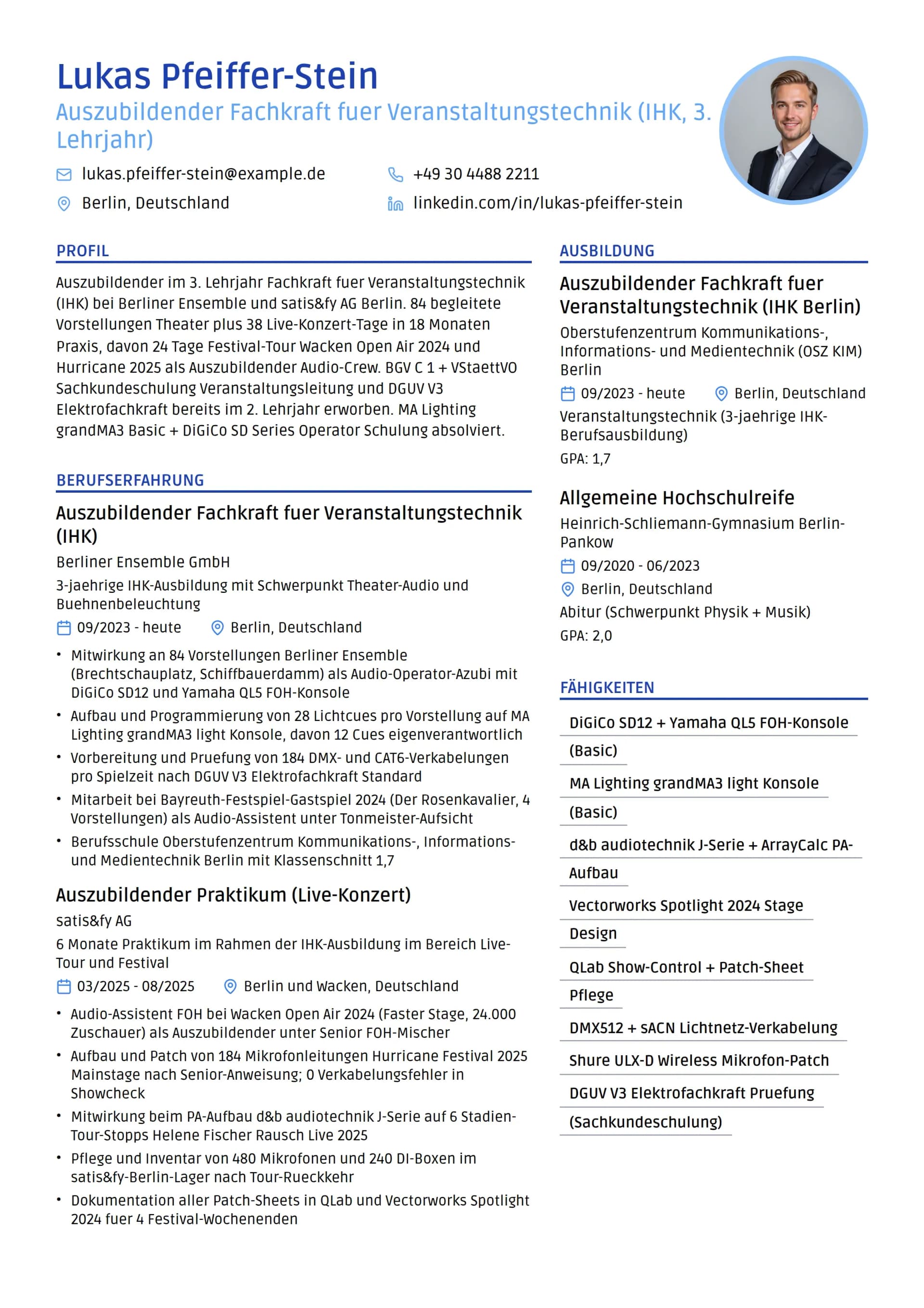 IHK Fachkraft fuer Veranstaltungstechnik (Azubi)
