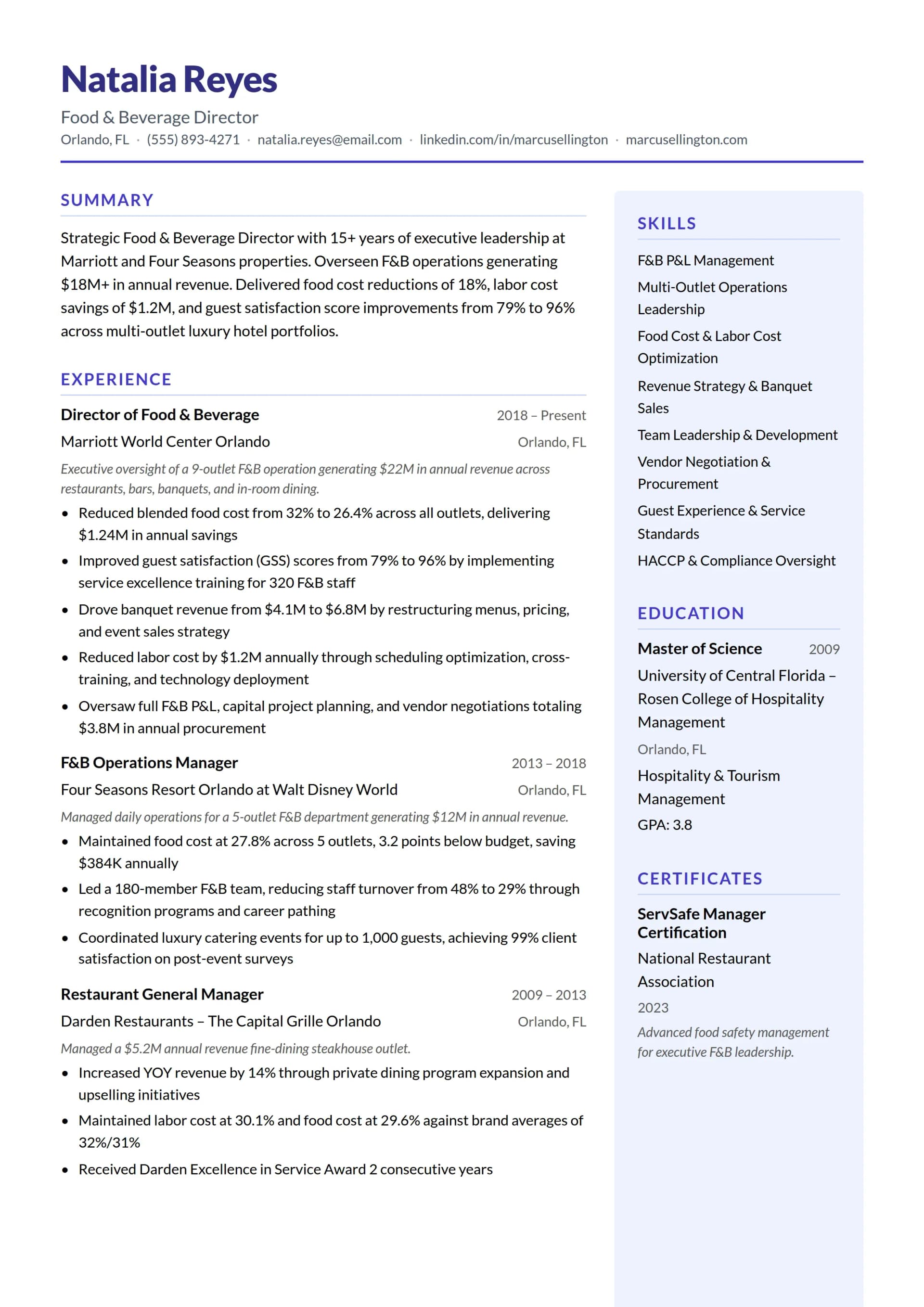 Food and Beverage Director