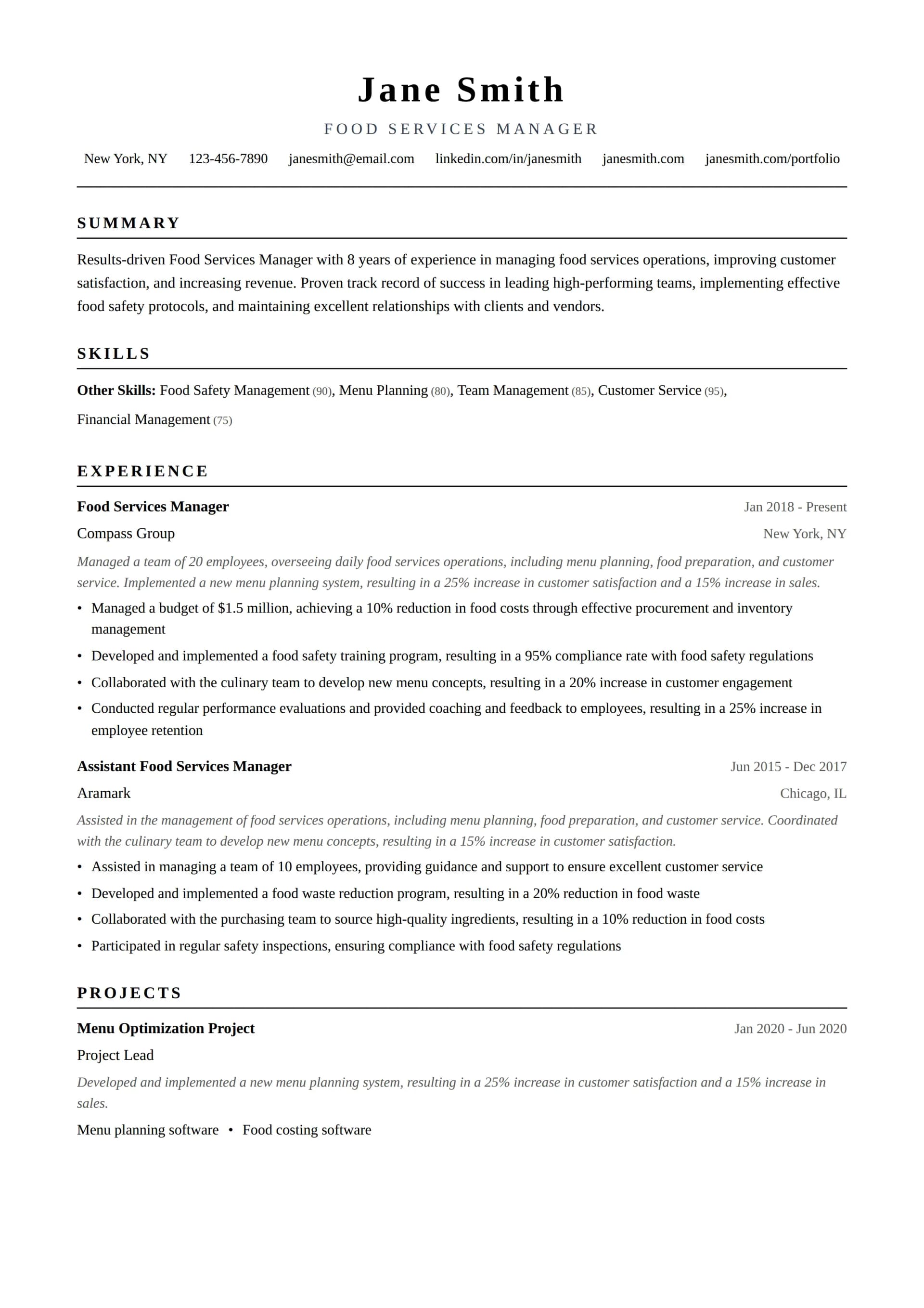 Food Services Manager