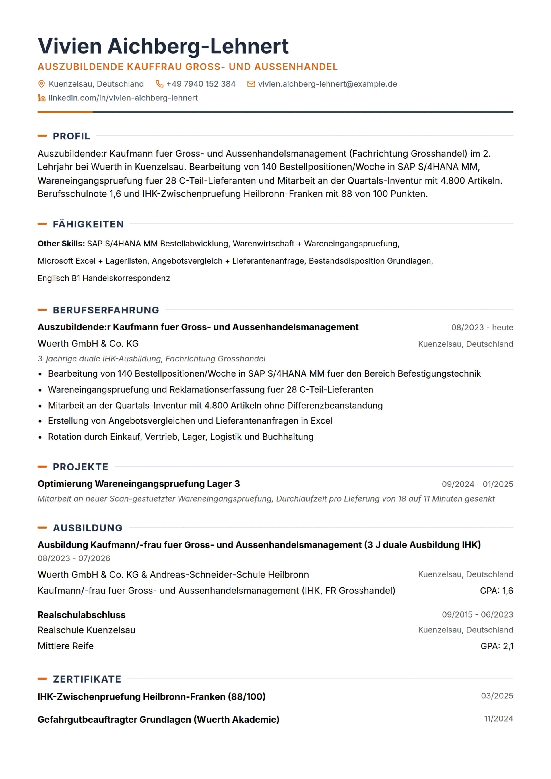 Auszubildende:r Kaufmann/-frau für Groß- und Außenhandelsmanagement (IHK)