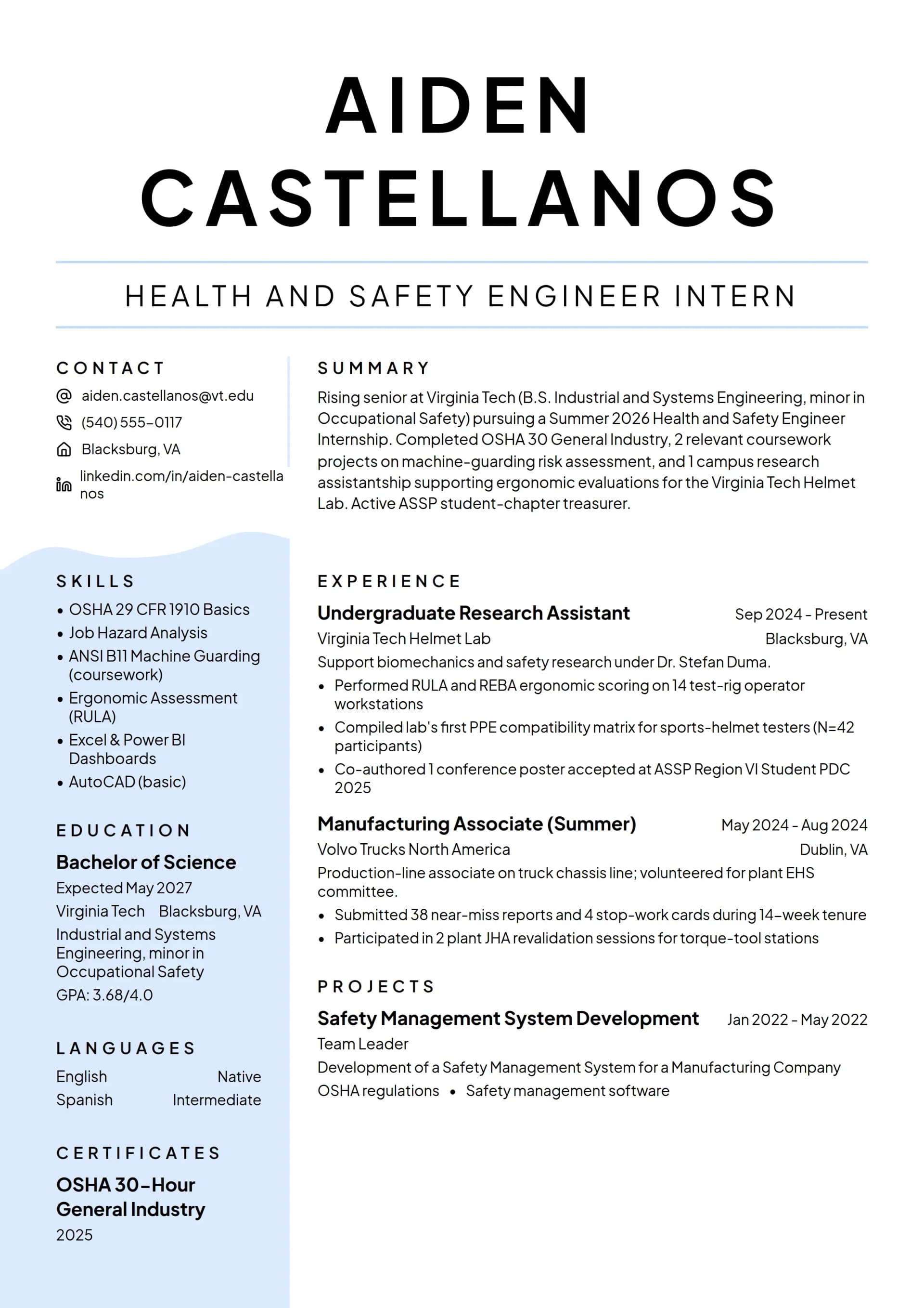 Health and Safety Engineer Intern