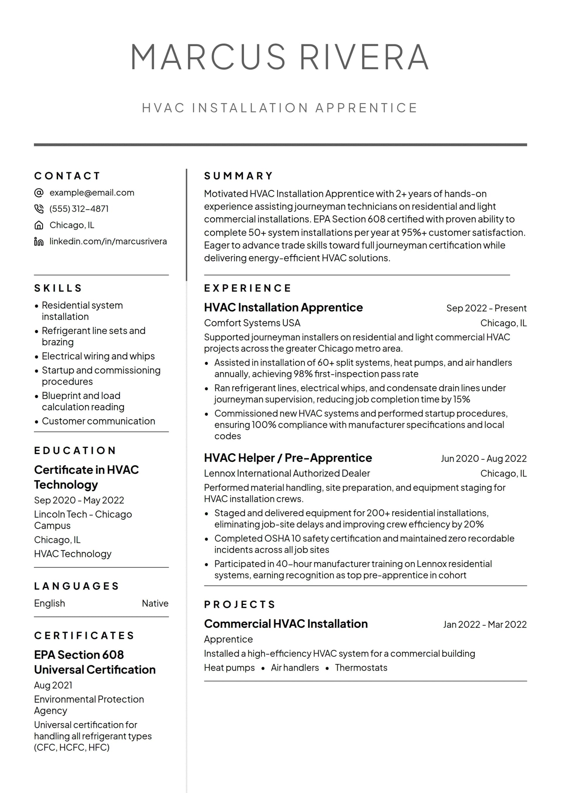 HVAC Installation Apprentice