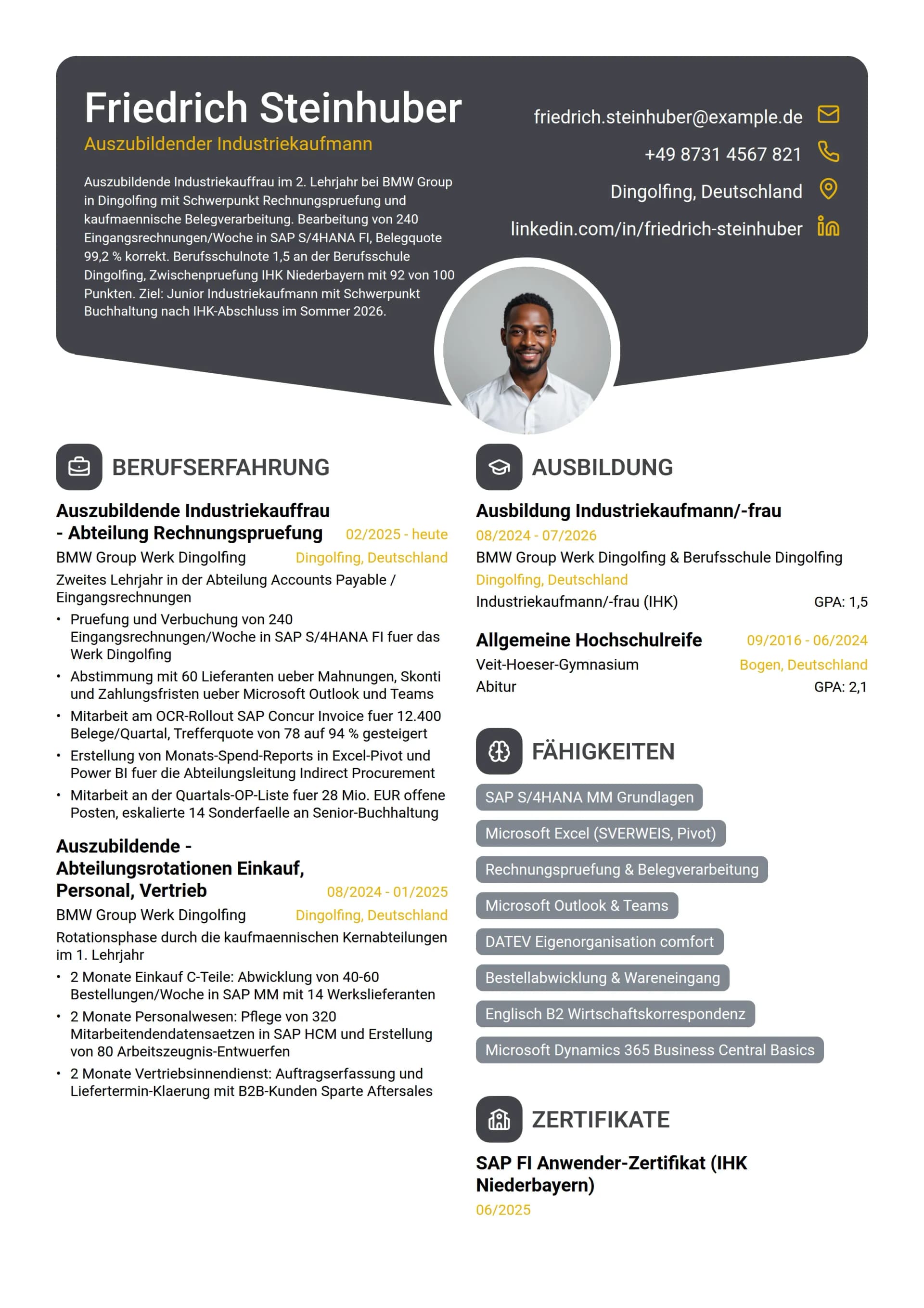 Auszubildende:r Industriekaufmann/-frau (IHK)