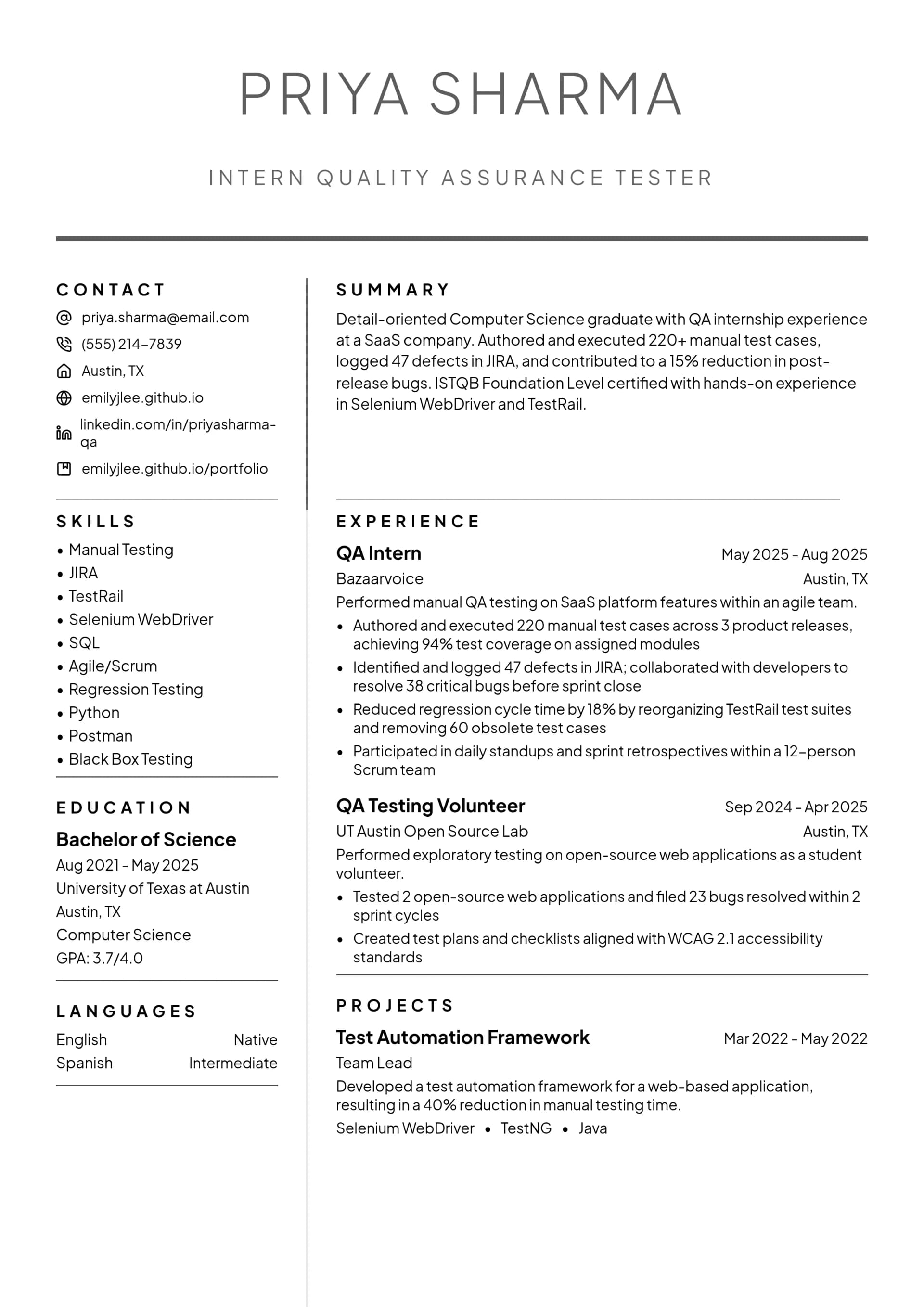 Intern Quality Assurance Tester