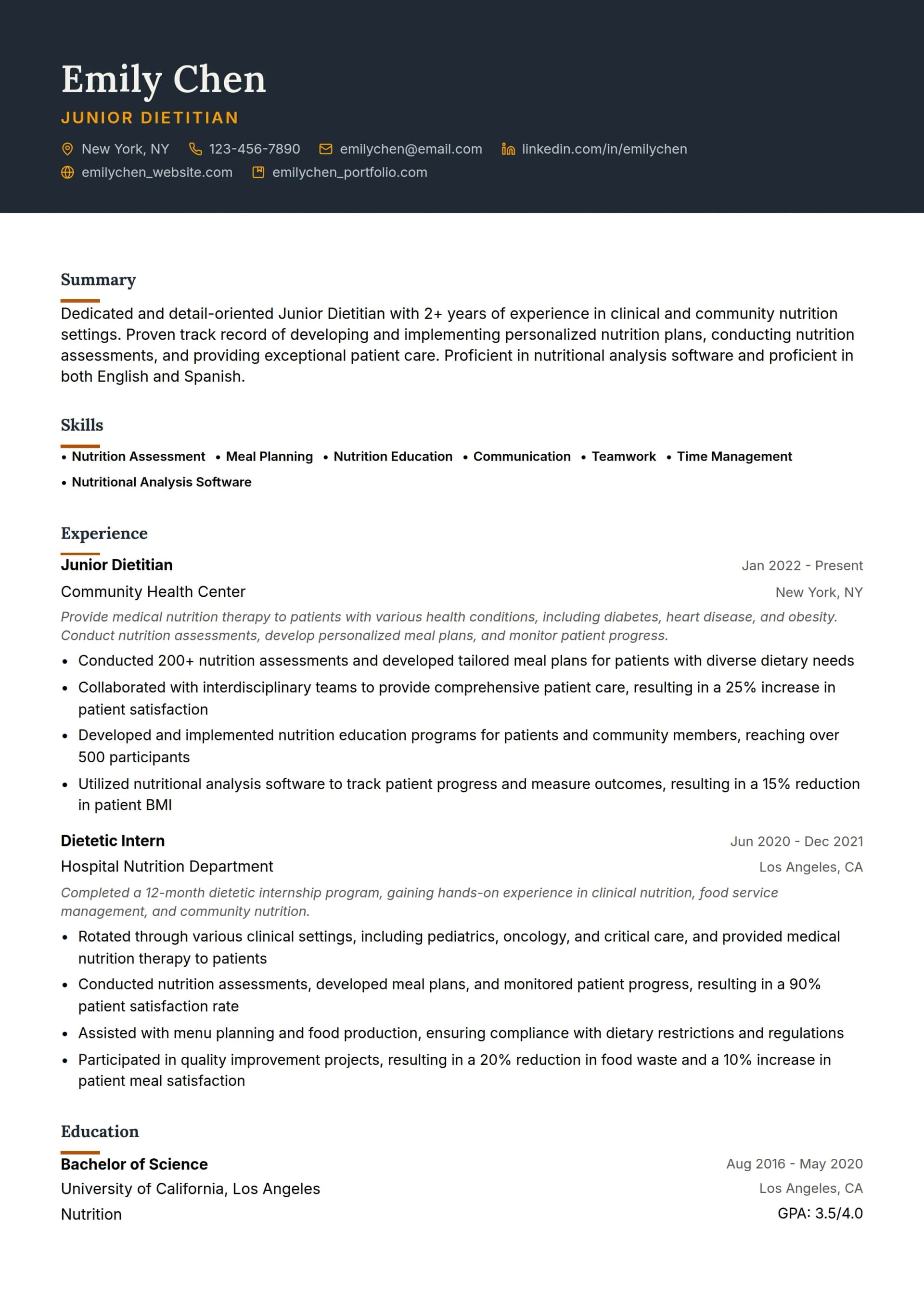 Junior Dietitian