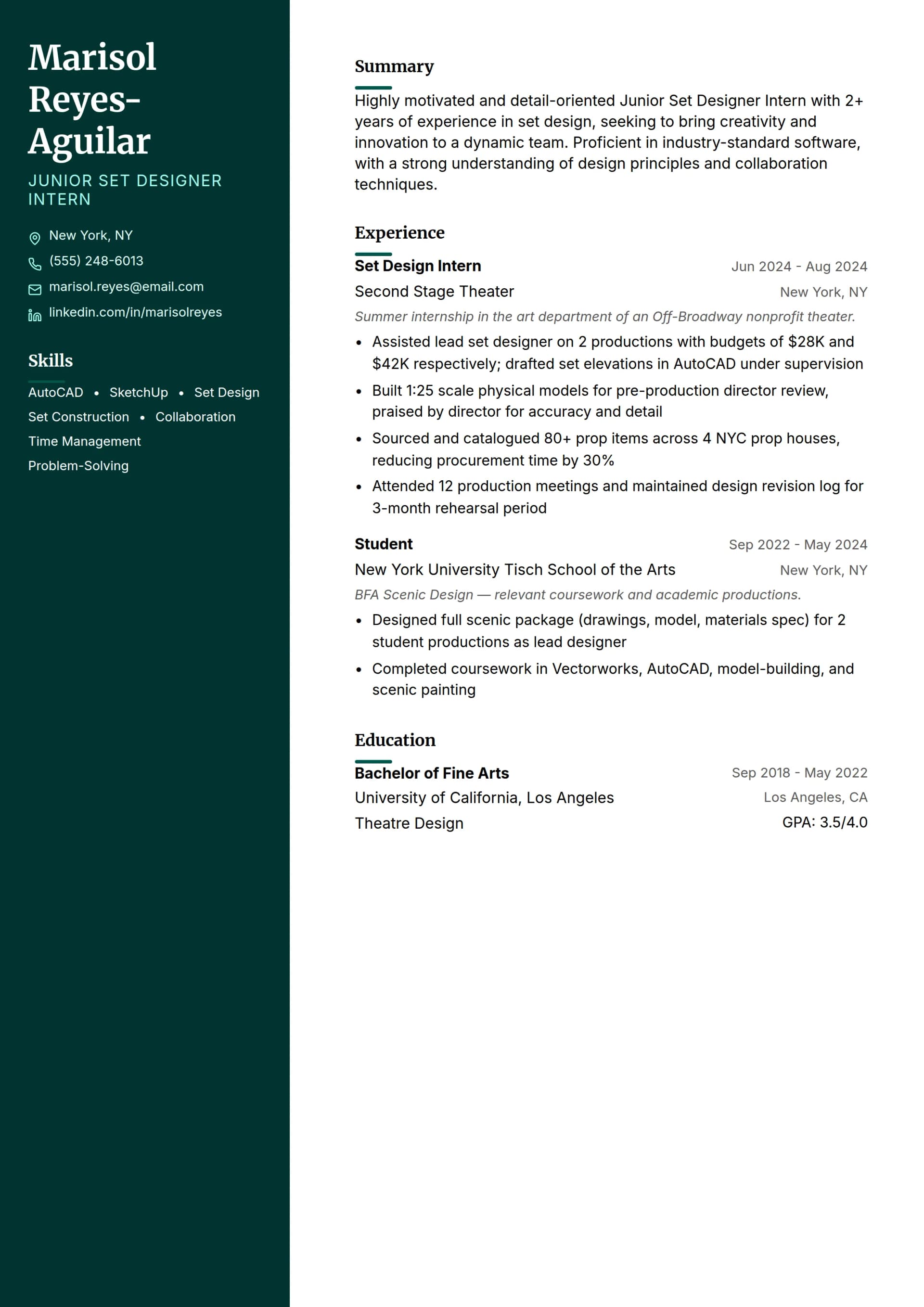Junior Set Designer Intern