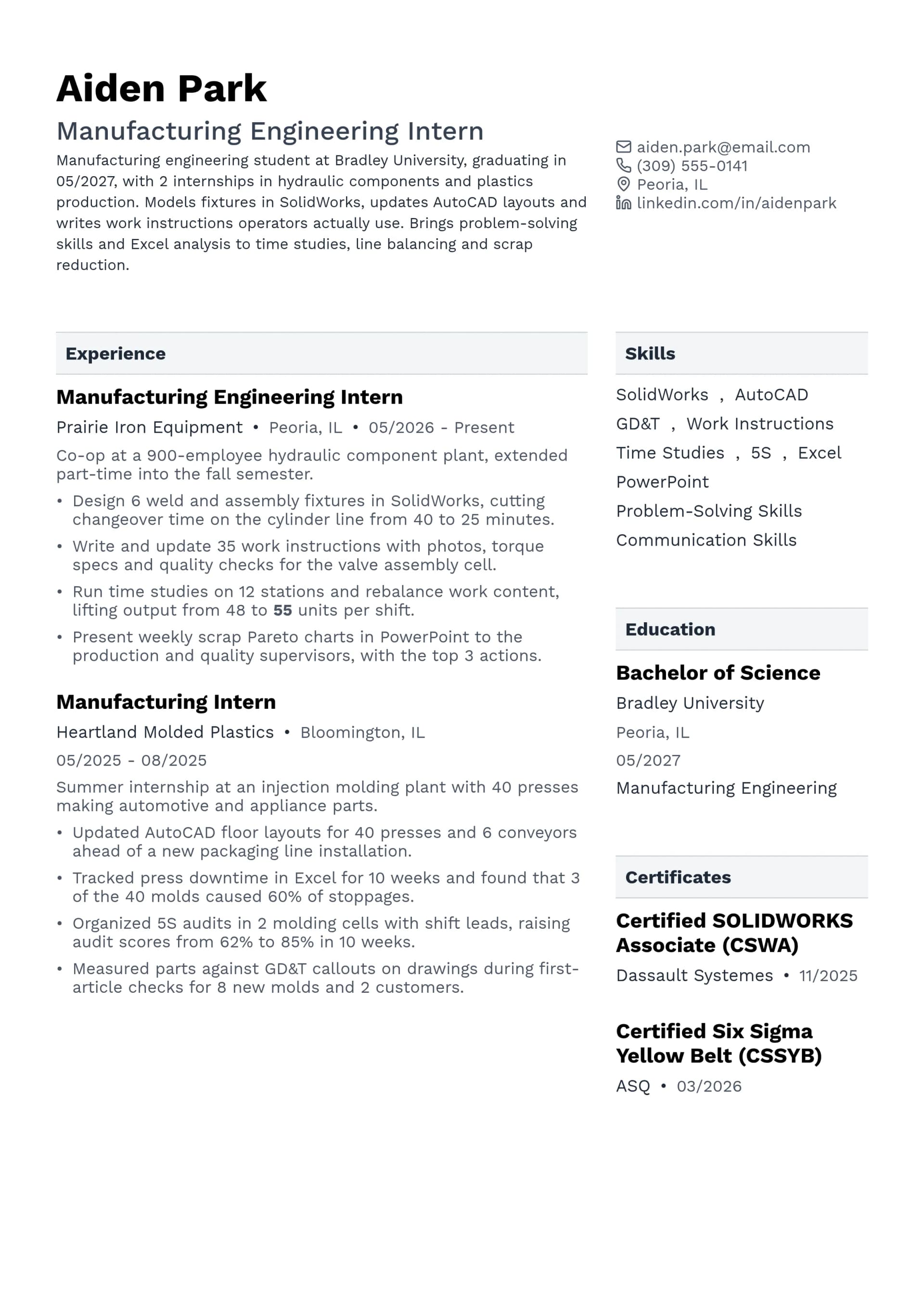 Manufacturing Engineering Intern