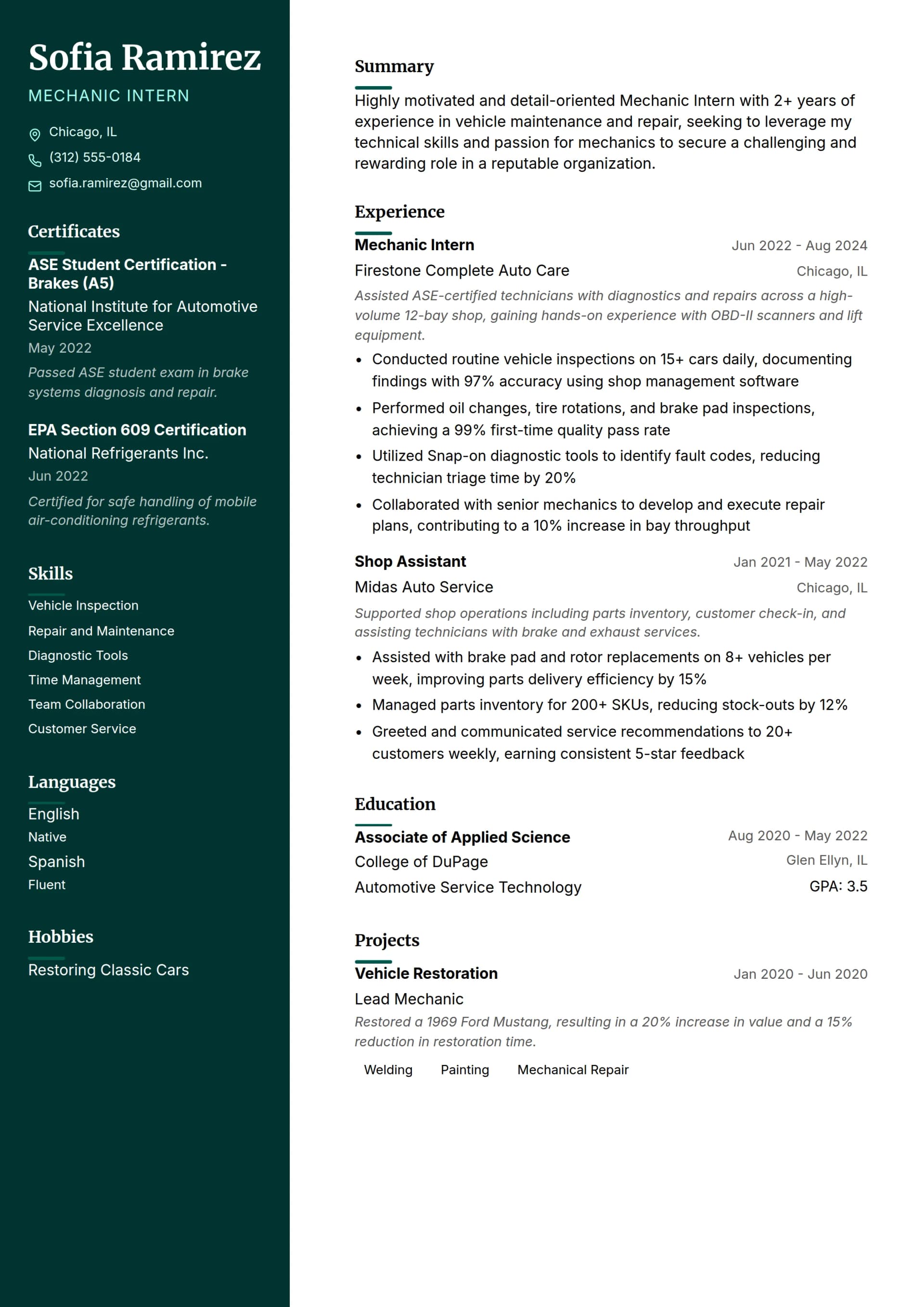 Mechanic Intern