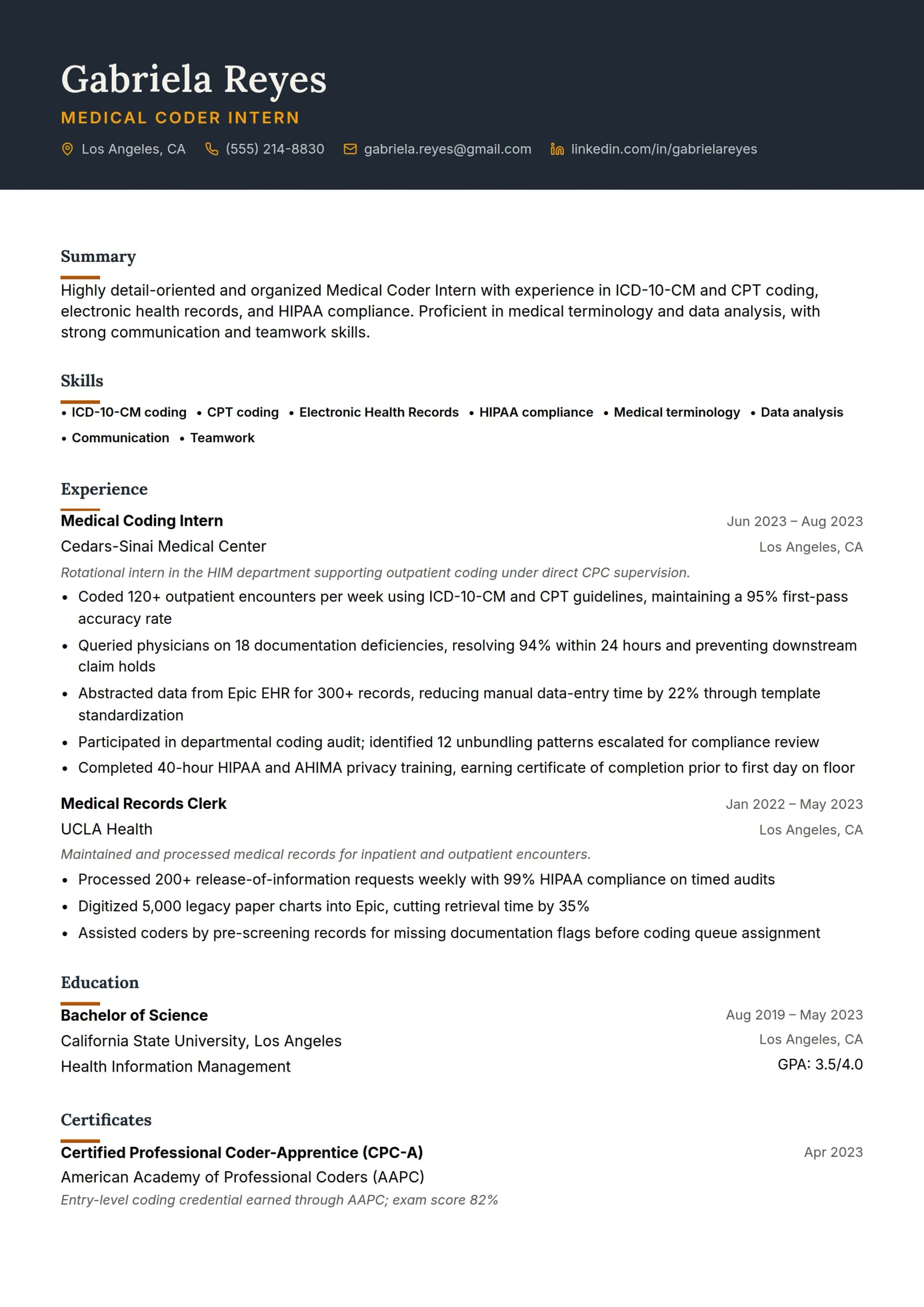 Medical Coder Intern