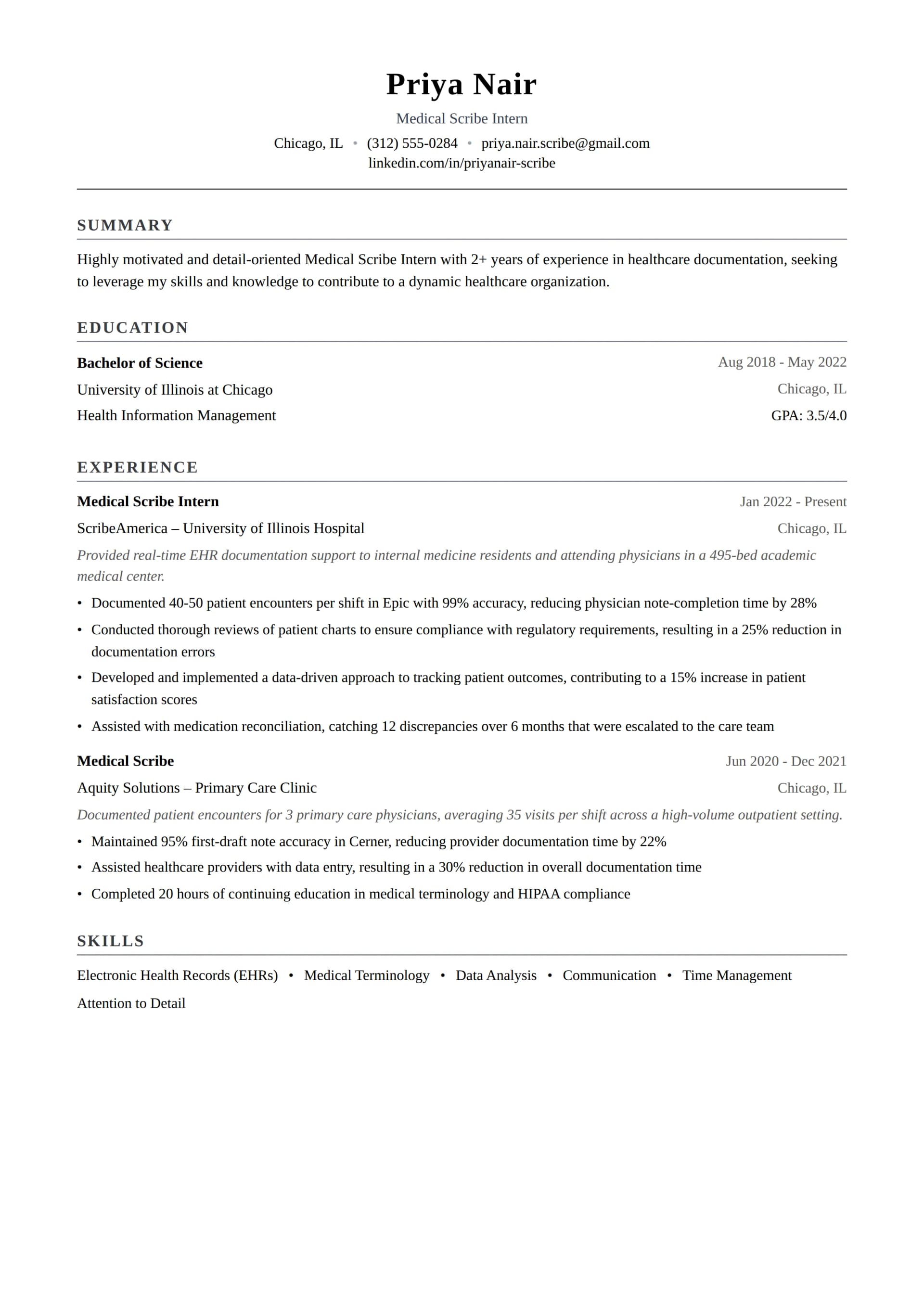 Medical Scribe Intern