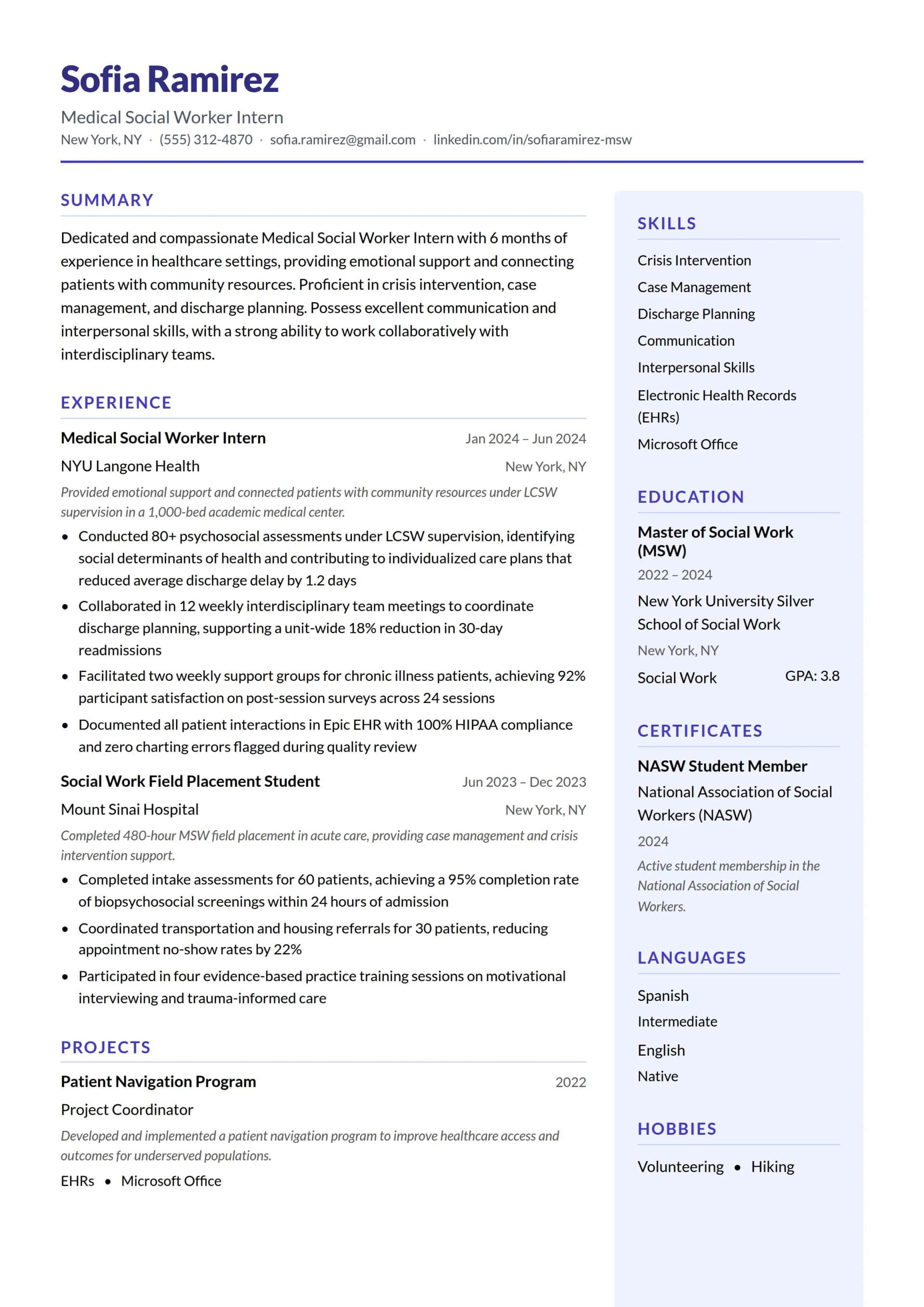 Medical Social Worker Intern