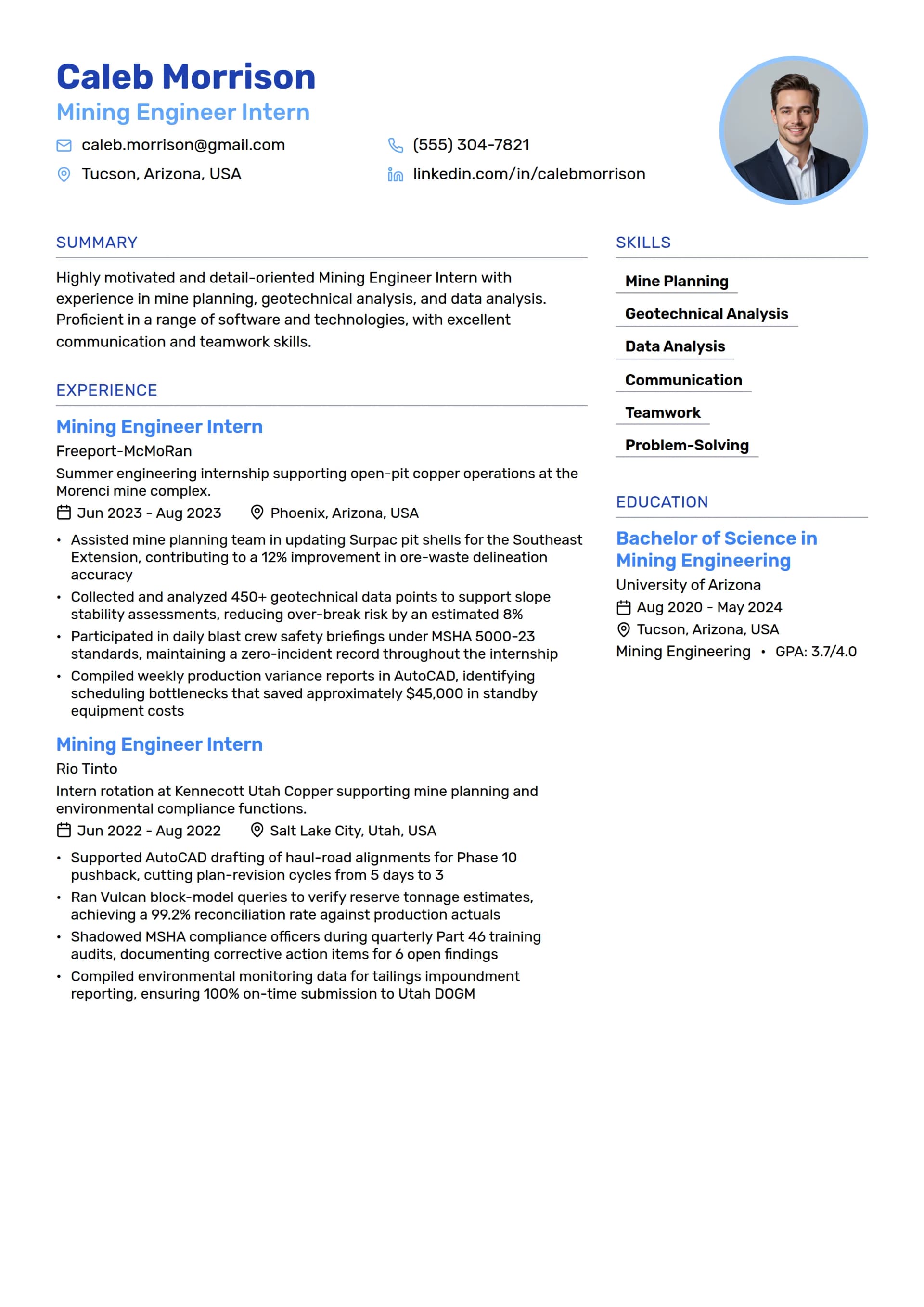 Mining Engineer Intern